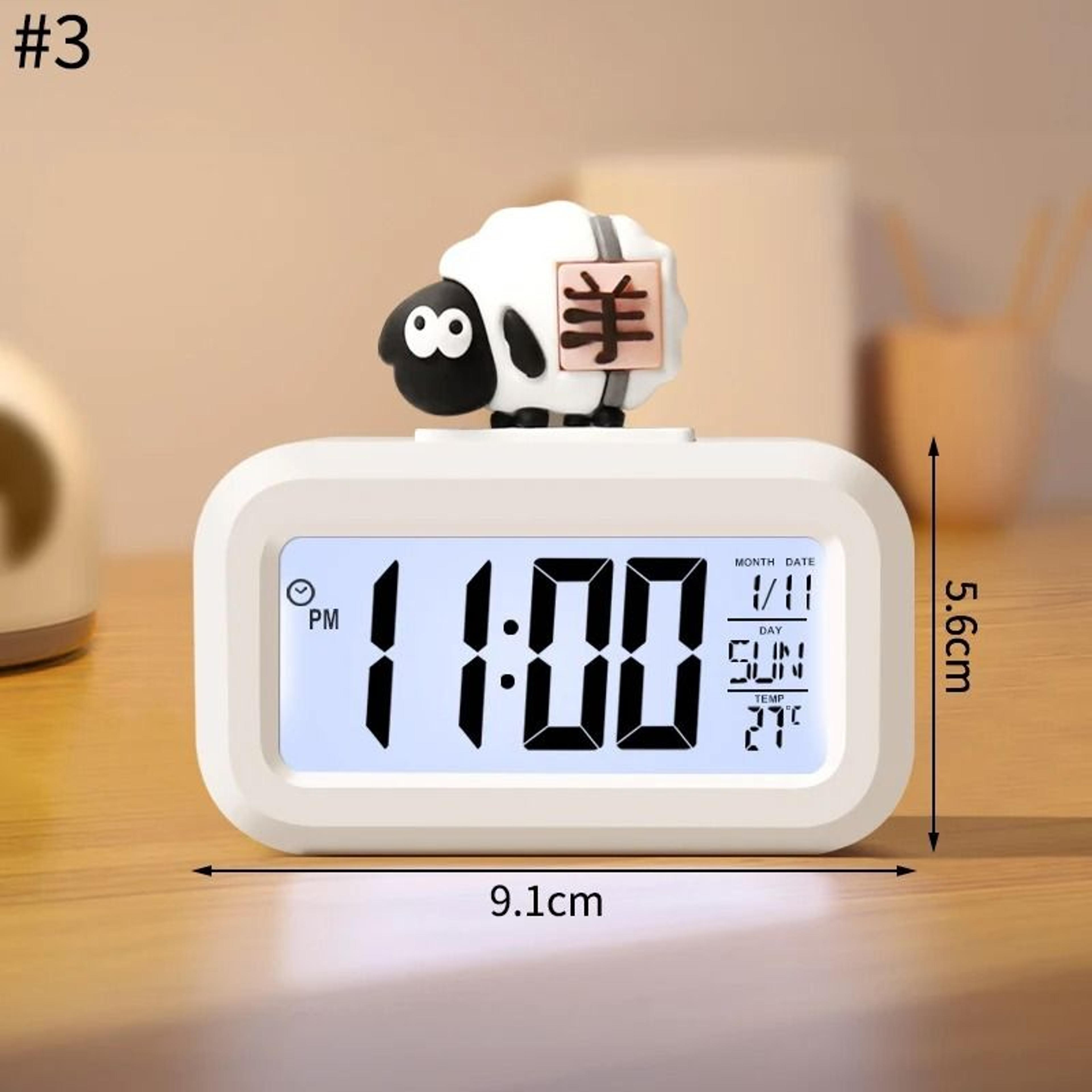Cute Pig Alarm Clock With LED Display And Night Light 3