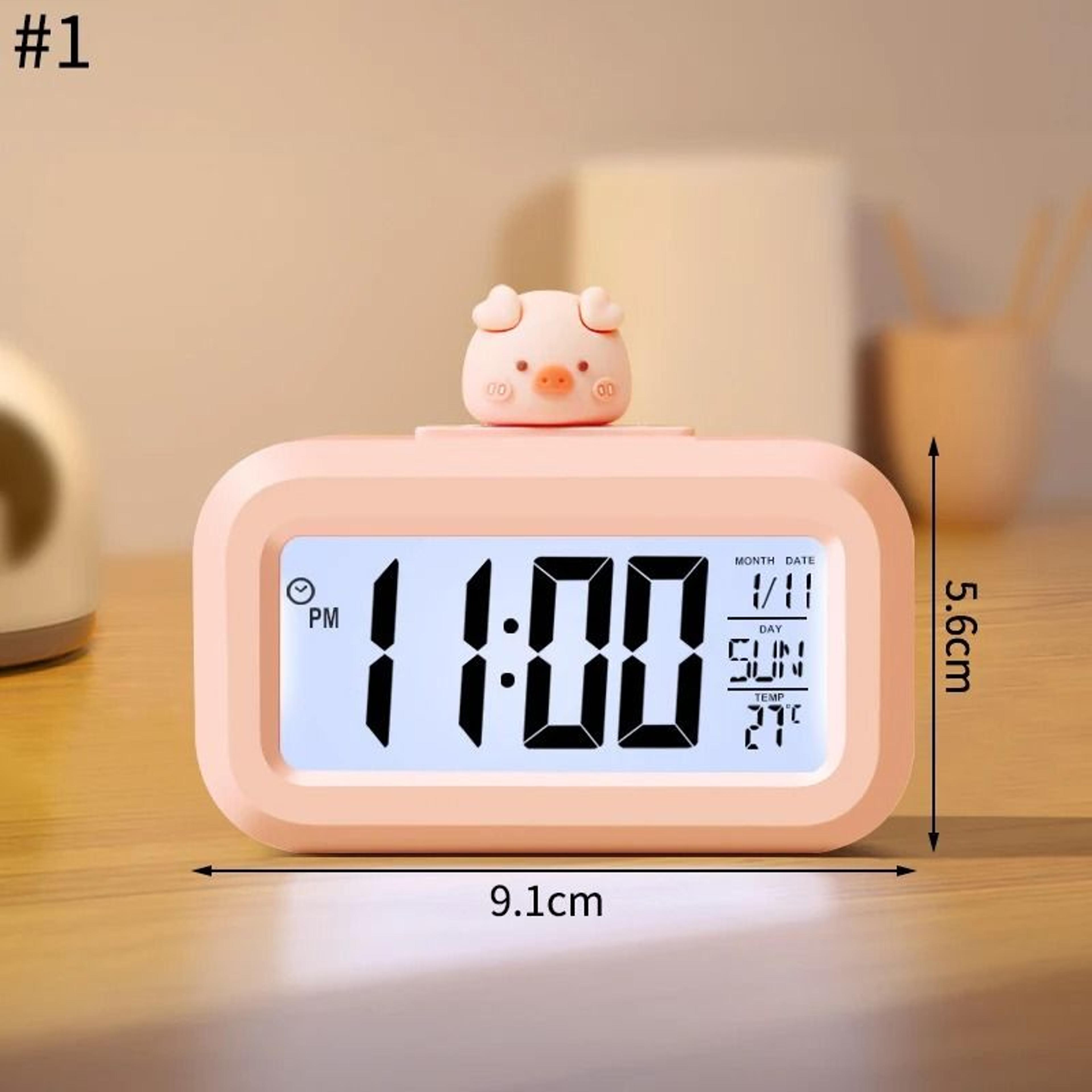 Cute Pig Alarm Clock With LED Display And Night Light 1