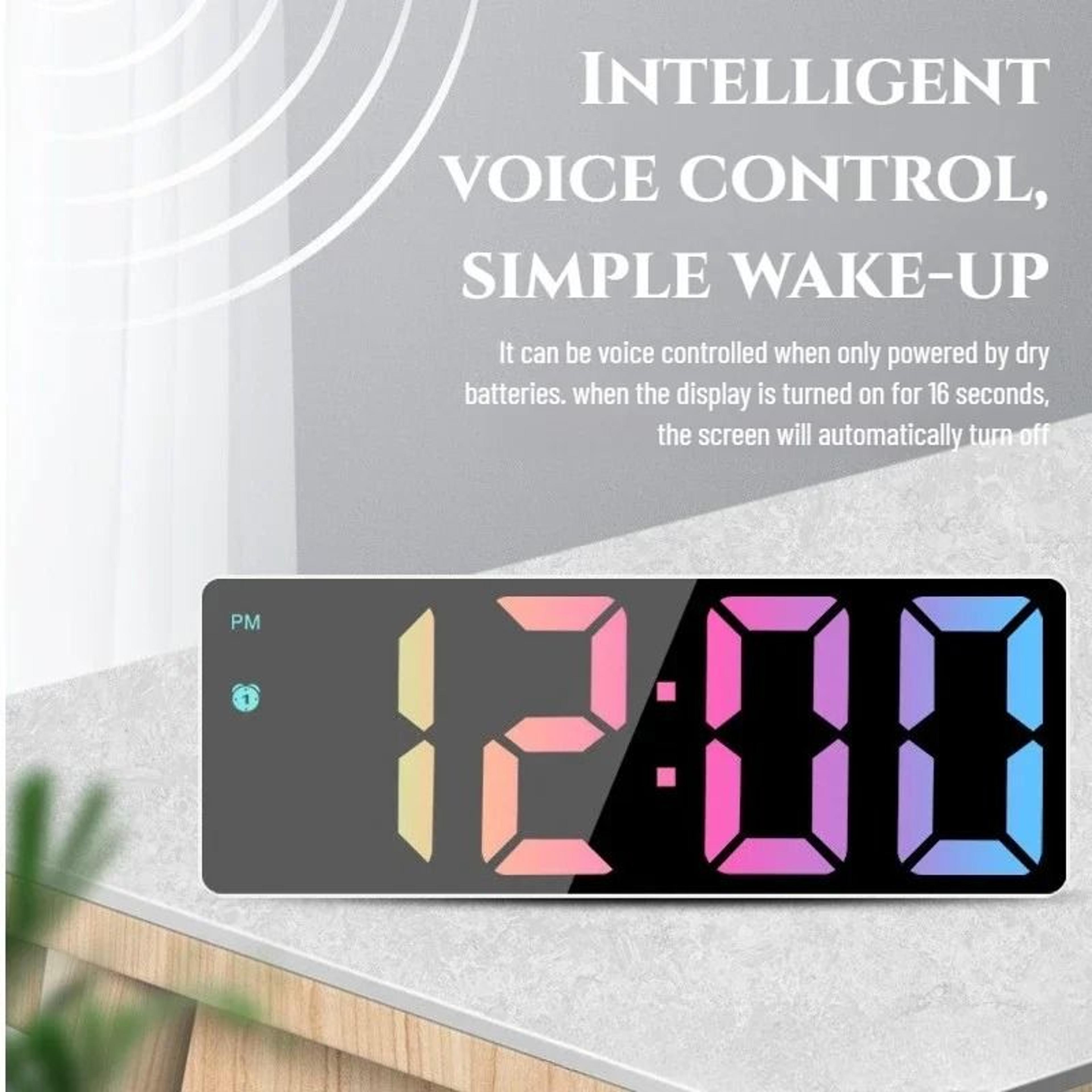 Smart Digital Wall Clock With Voice Control And LED Mirror Display 9