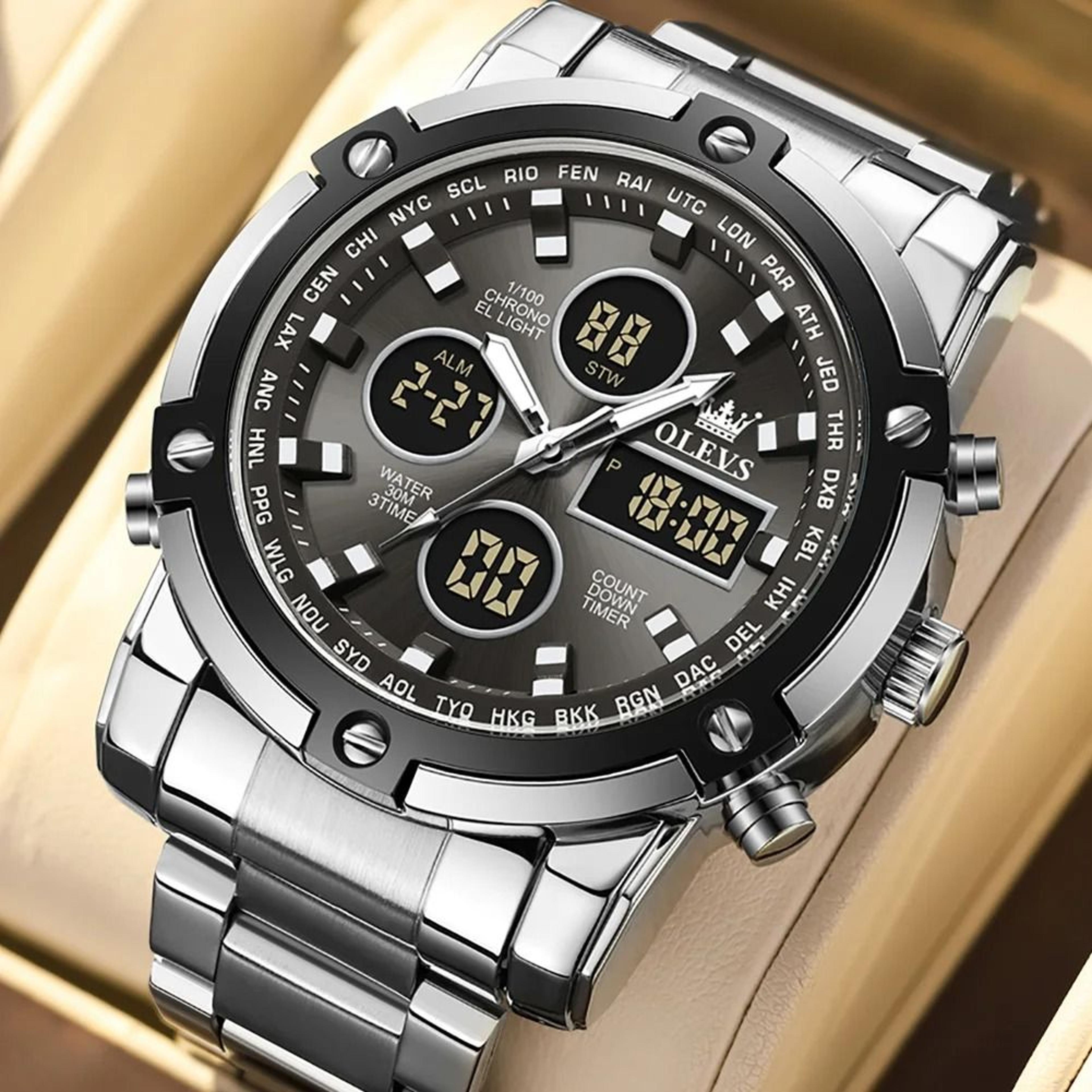 OLEVS Mens Multifunction Watch Waterproof Luminous Digital Wristwatch 4
