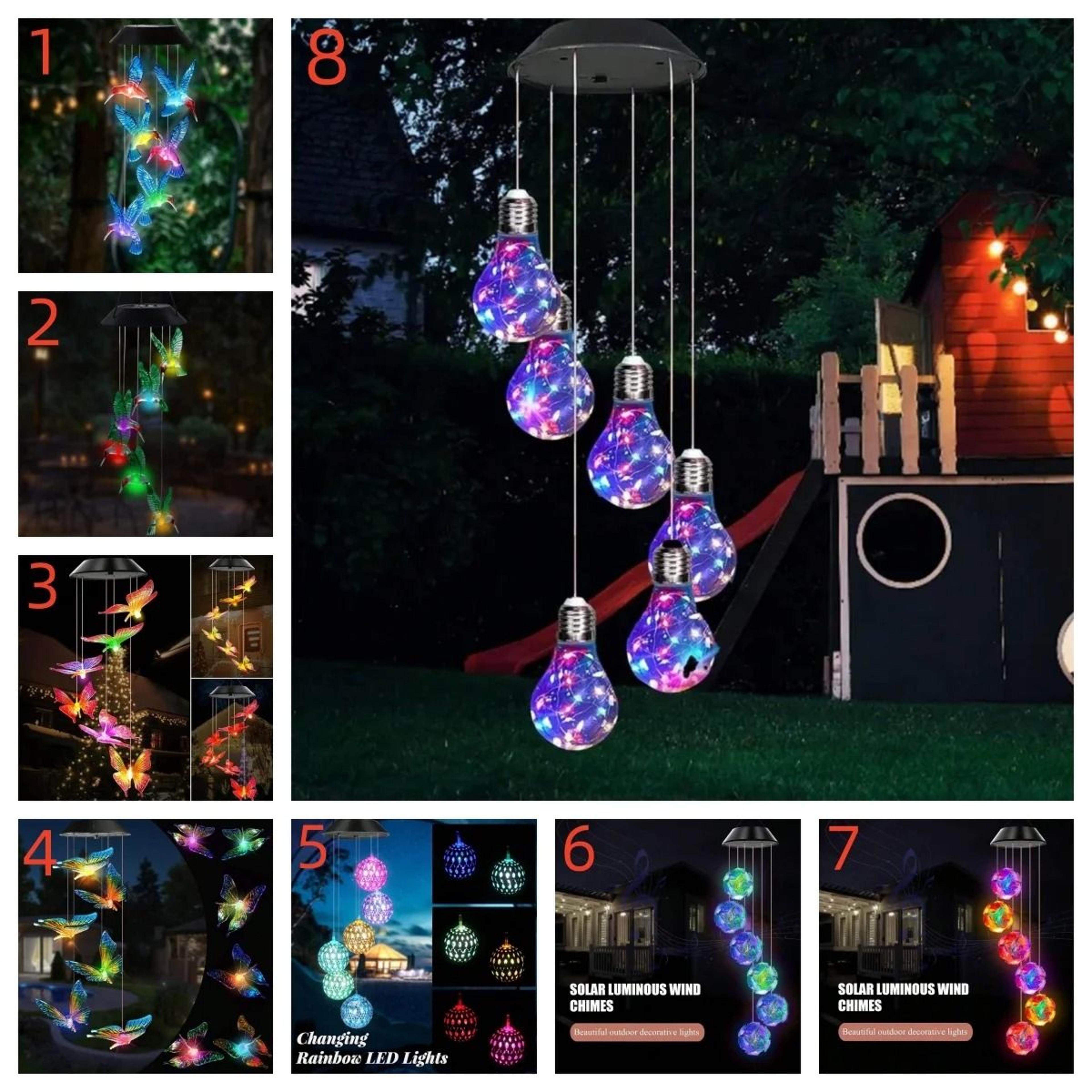 solar color changing wind chimes with 6 led lights