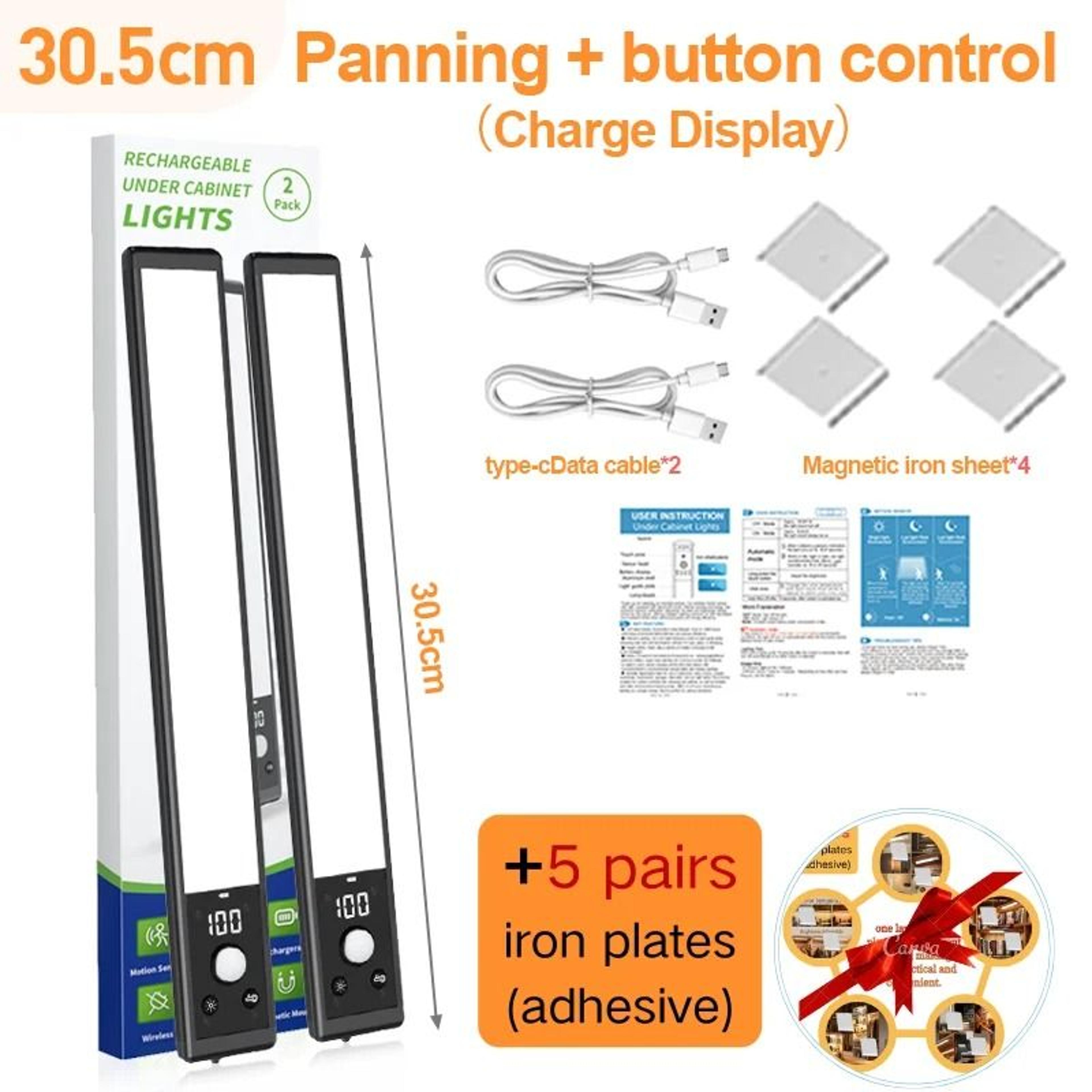 Rechargeable LED Touch Light 3Color Dimmable Cabinet Lamp 5