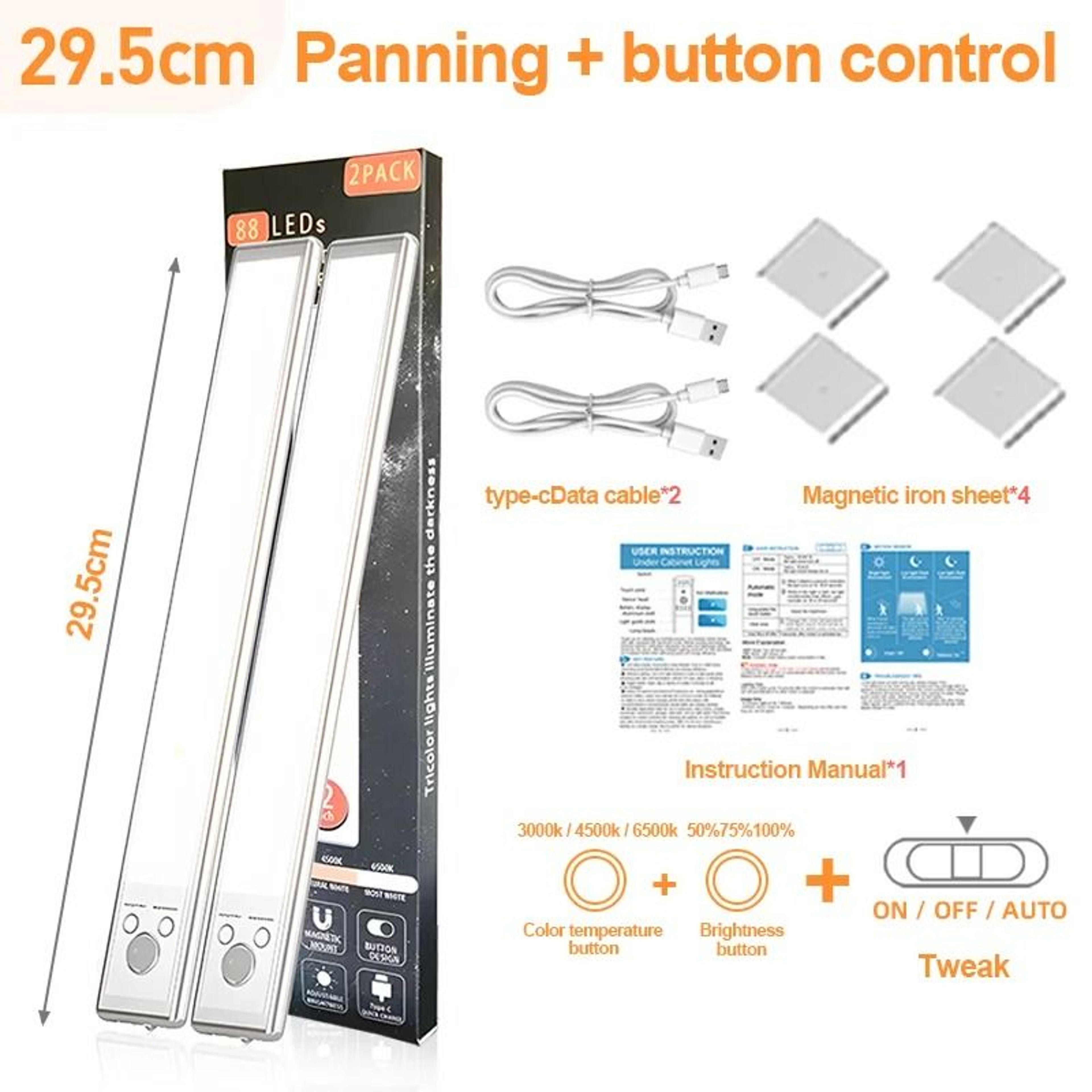 Rechargeable LED Touch Light 3Color Dimmable Cabinet Lamp 19