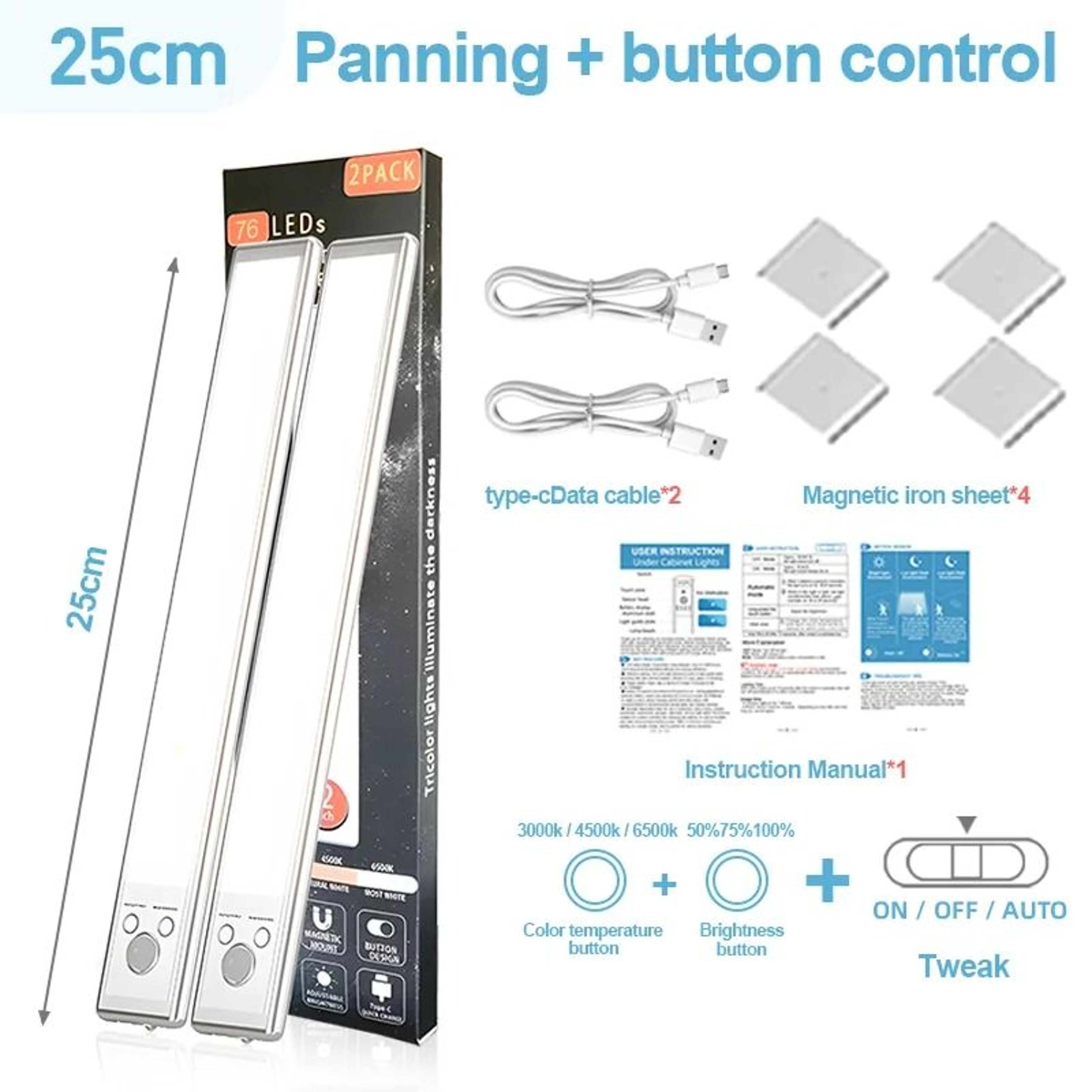 Rechargeable LED Touch Light 3Color Dimmable Cabinet Lamp 20