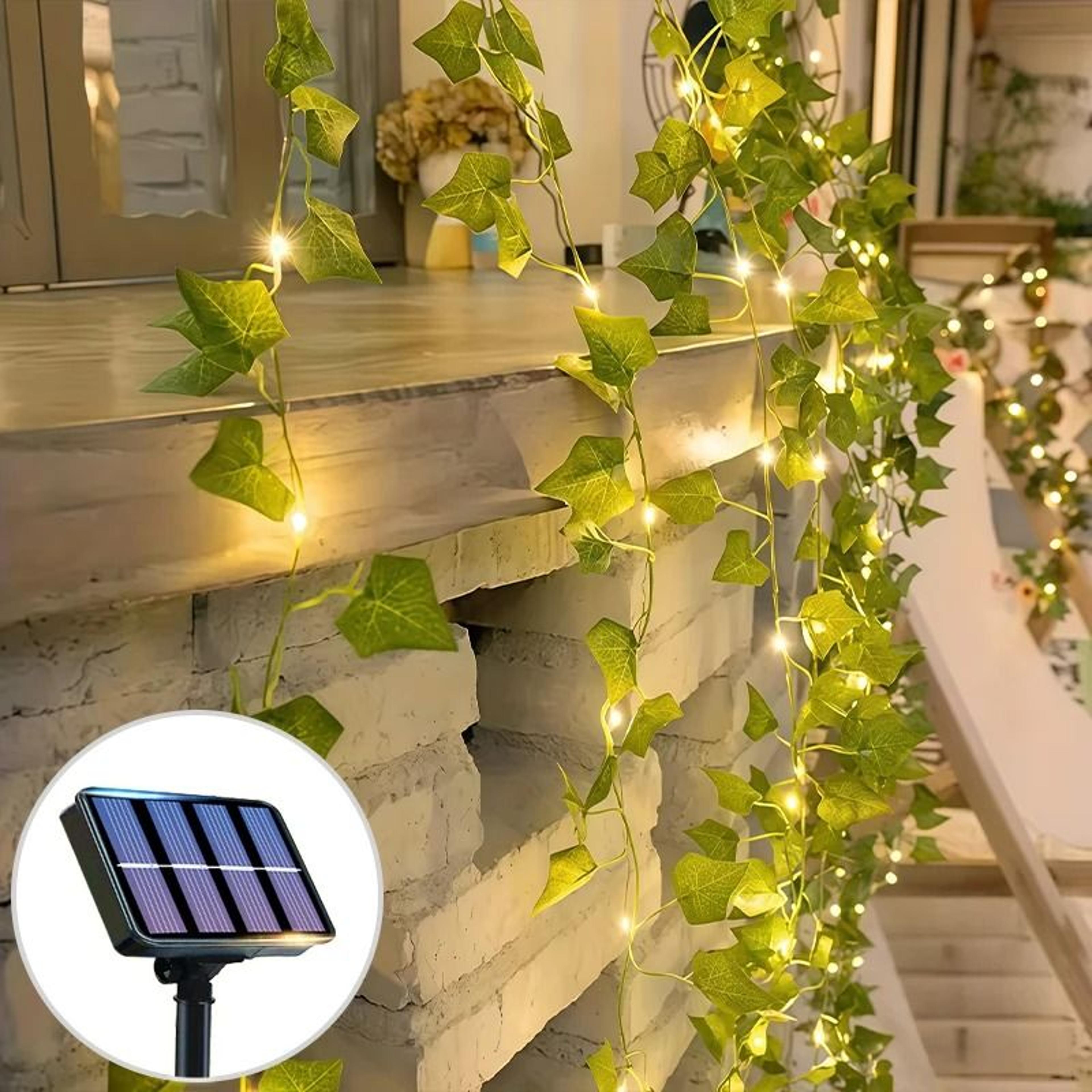 Realistic Green Leaf Solar Vine String Lights For Garden And Wedding Decor 9