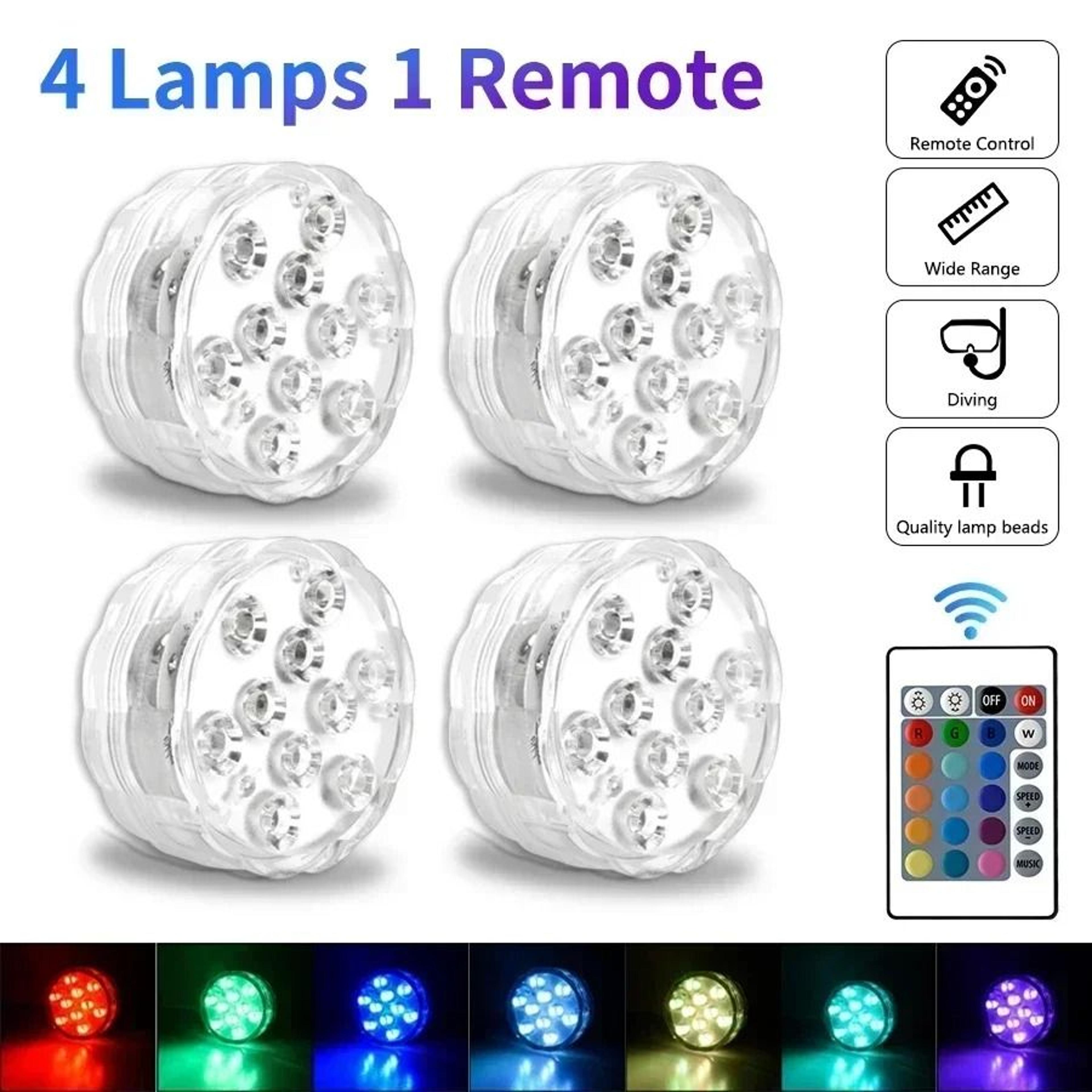 16Color Submersible LED Lights With Remote Control 6