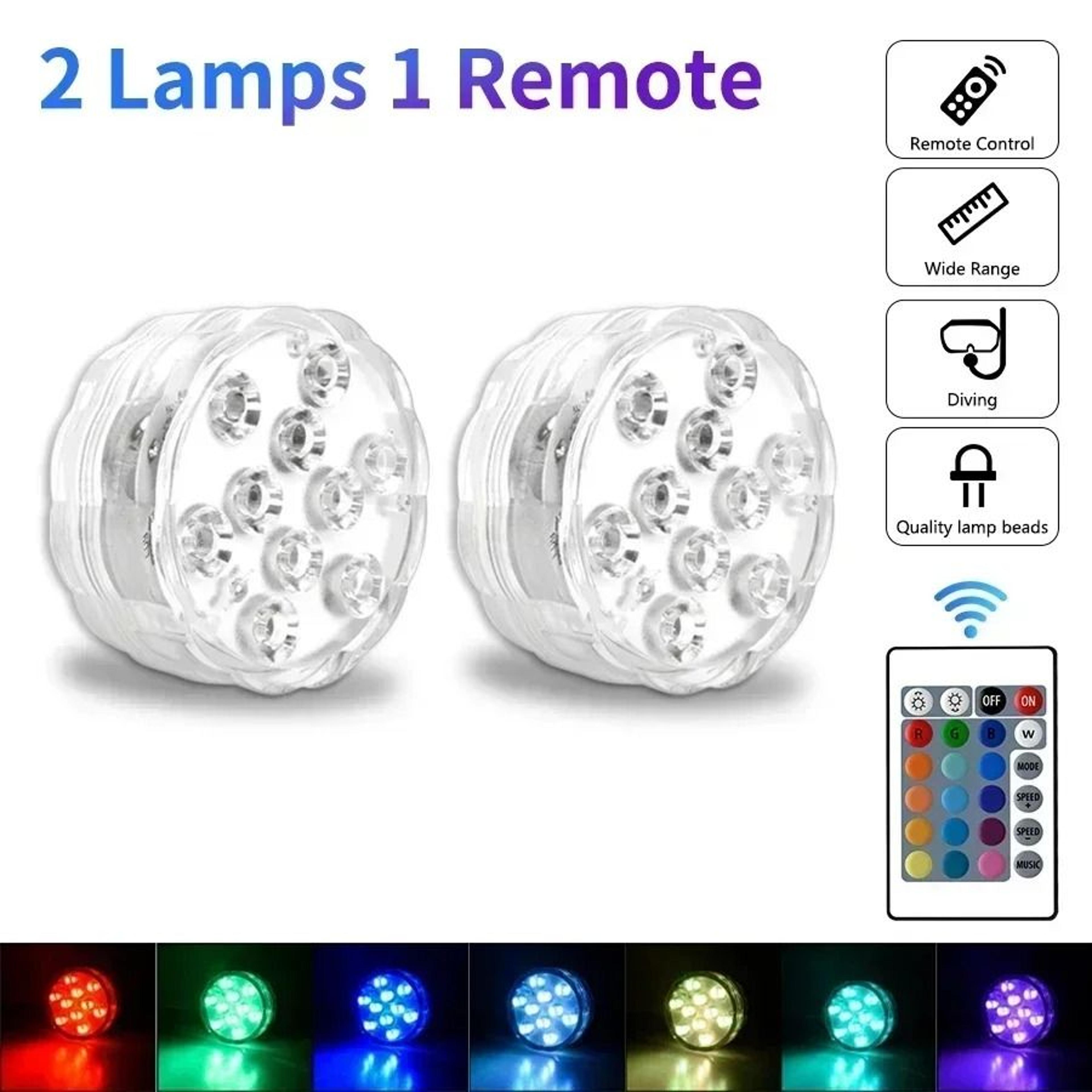 16Color Submersible LED Lights With Remote Control 5