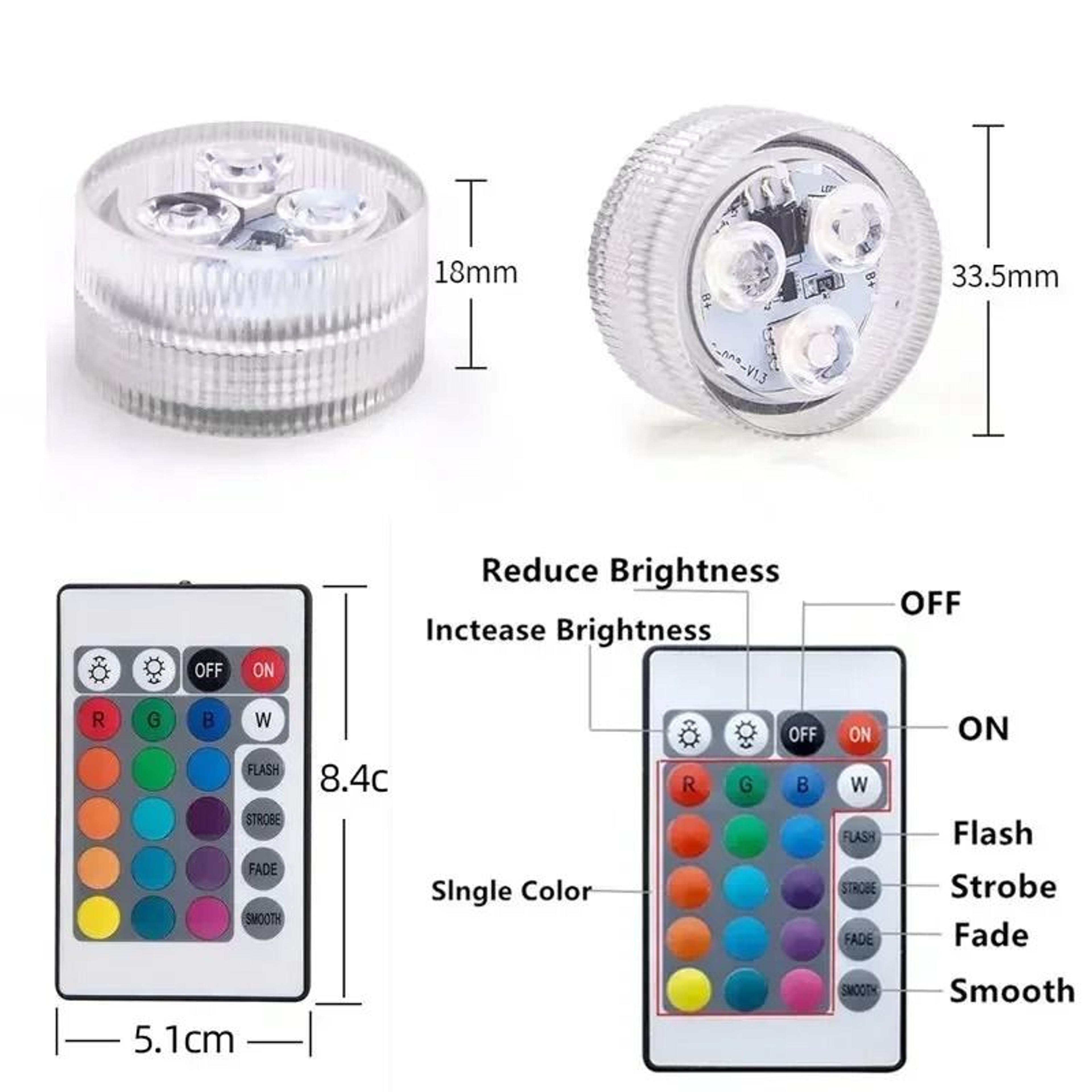 16Color Submersible LED Lights With Remote Control 9