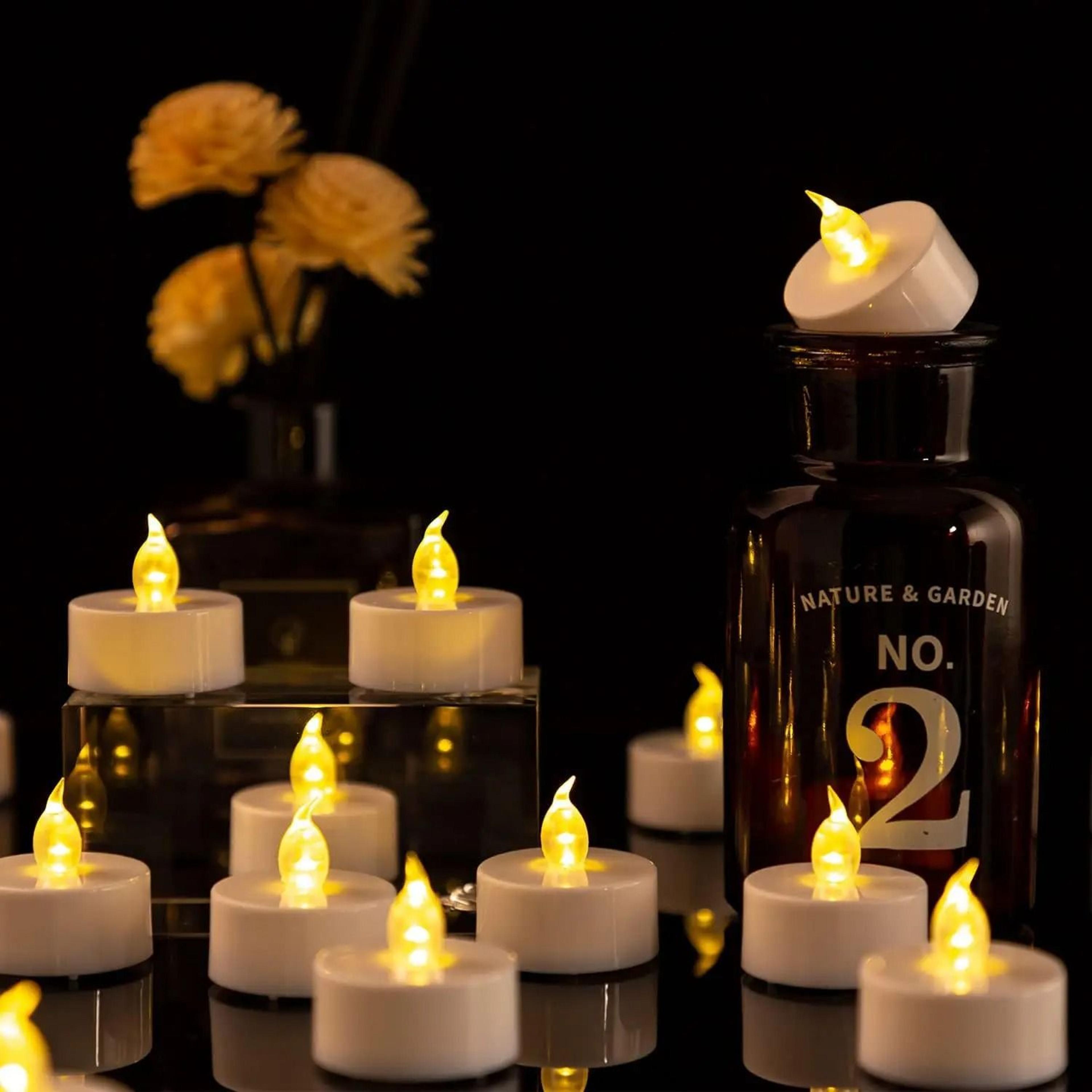 122448Pack Flameless LED Tea Lights With Warm Flickering Glow 4