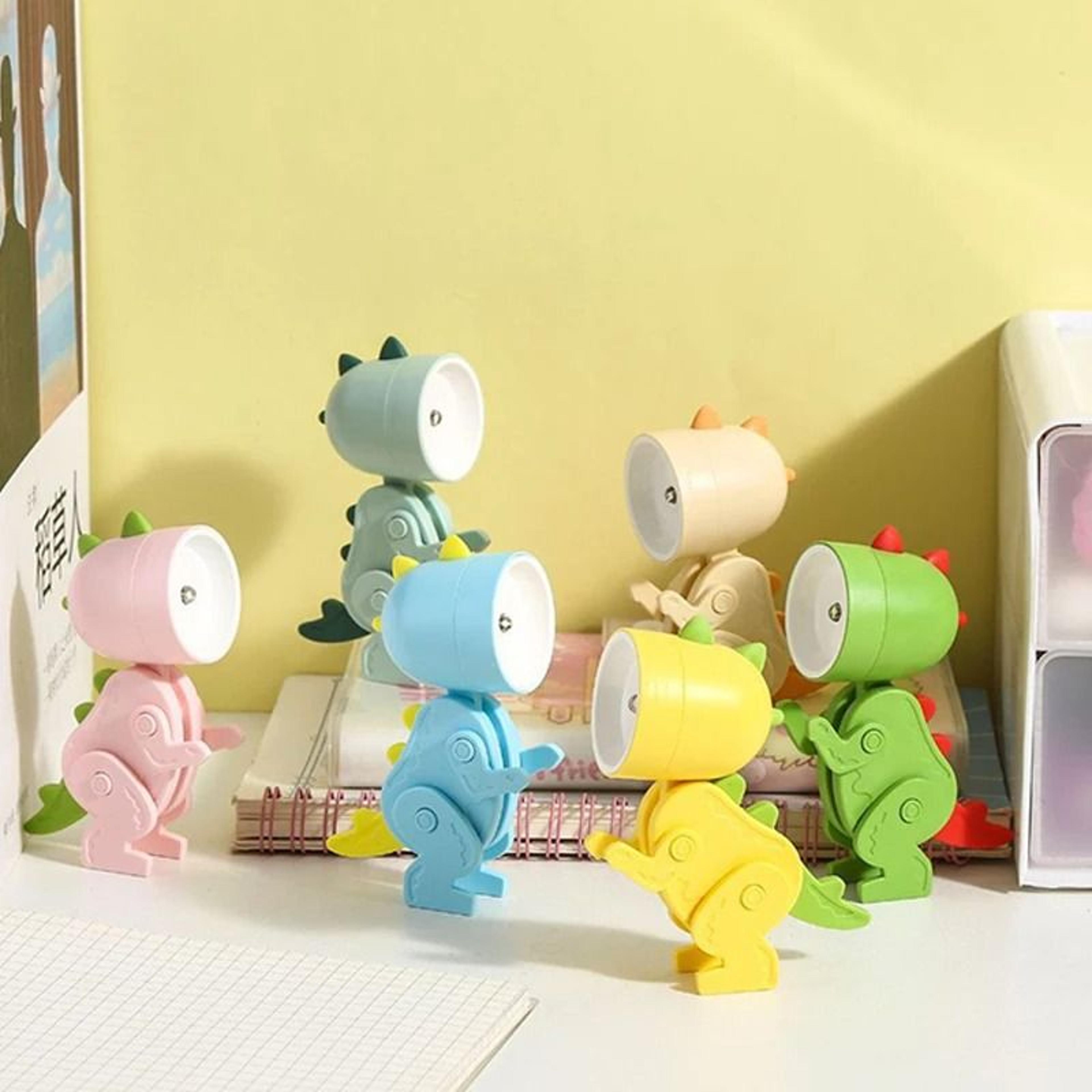 mini dinosaur led night light folding battery powered bedside lamp