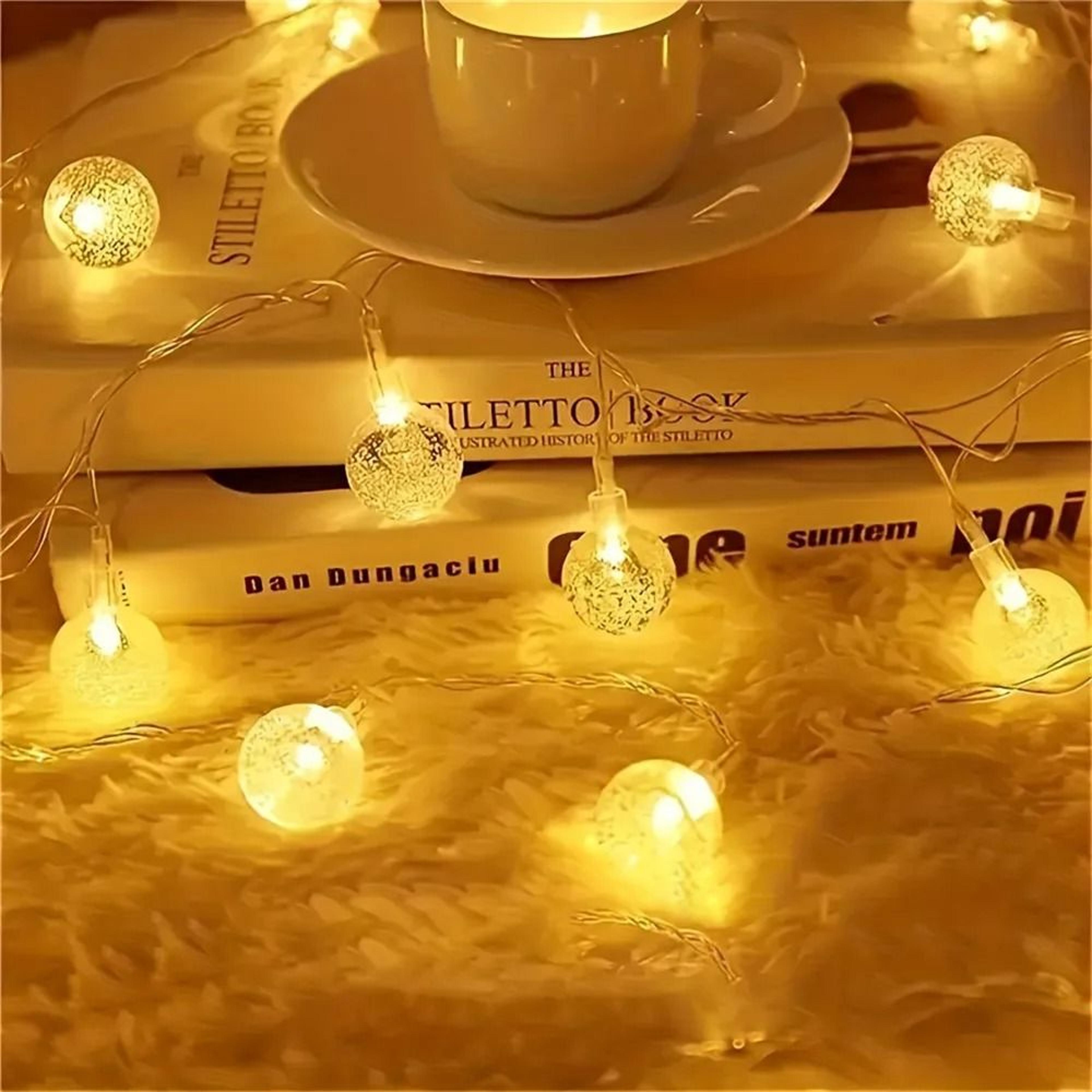 Golden Glow LED Bubble Ball String Lights Battery Powered Fairy Garland 6