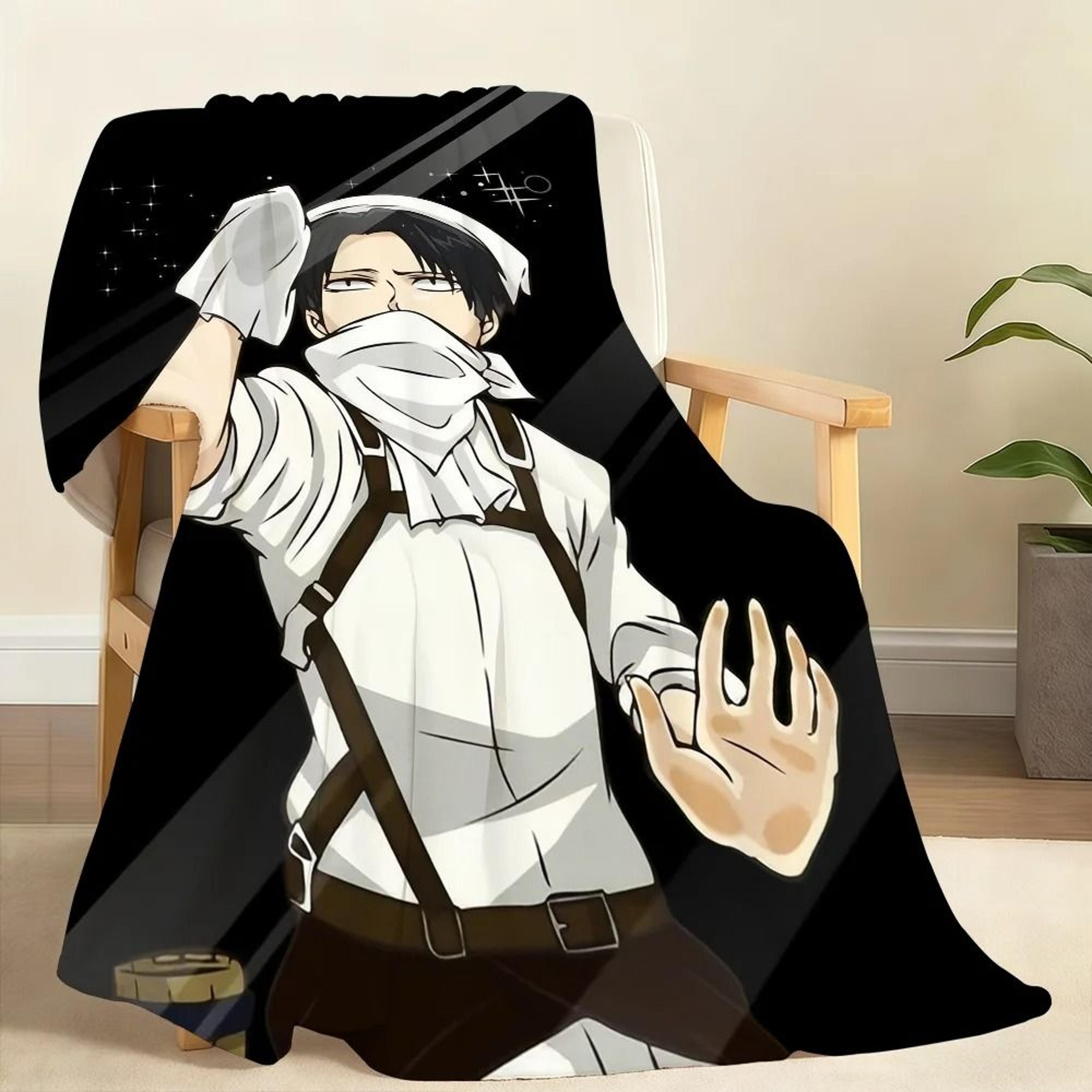 Levi Ackerman Anime Throw Blanket Soft Chibi Plush Blanket 4