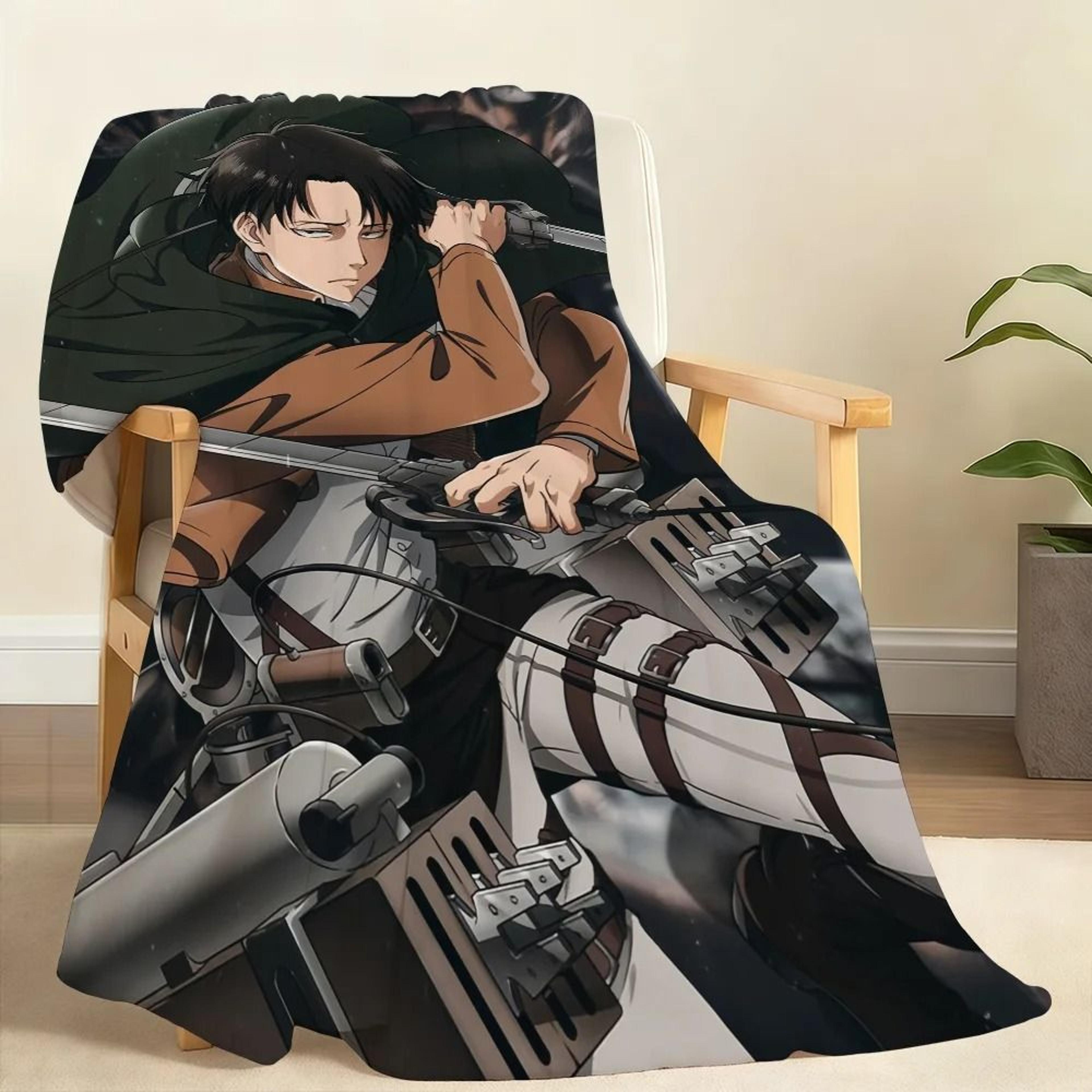 Levi Ackerman Anime Throw Blanket Soft Chibi Plush Blanket 2