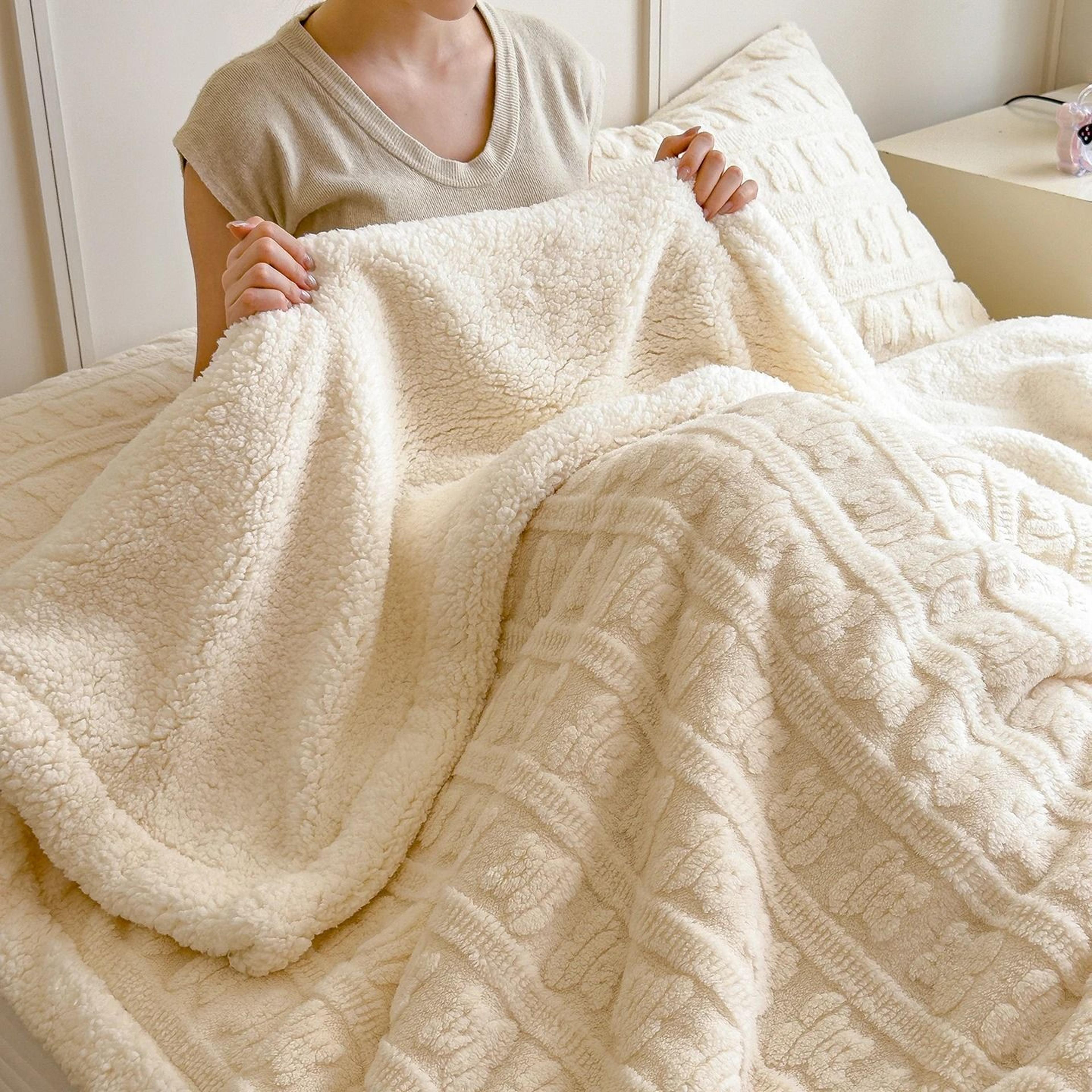 Thick Coral Fleece Winter Blanket Soft Lamb Wool Sofa Throw 7