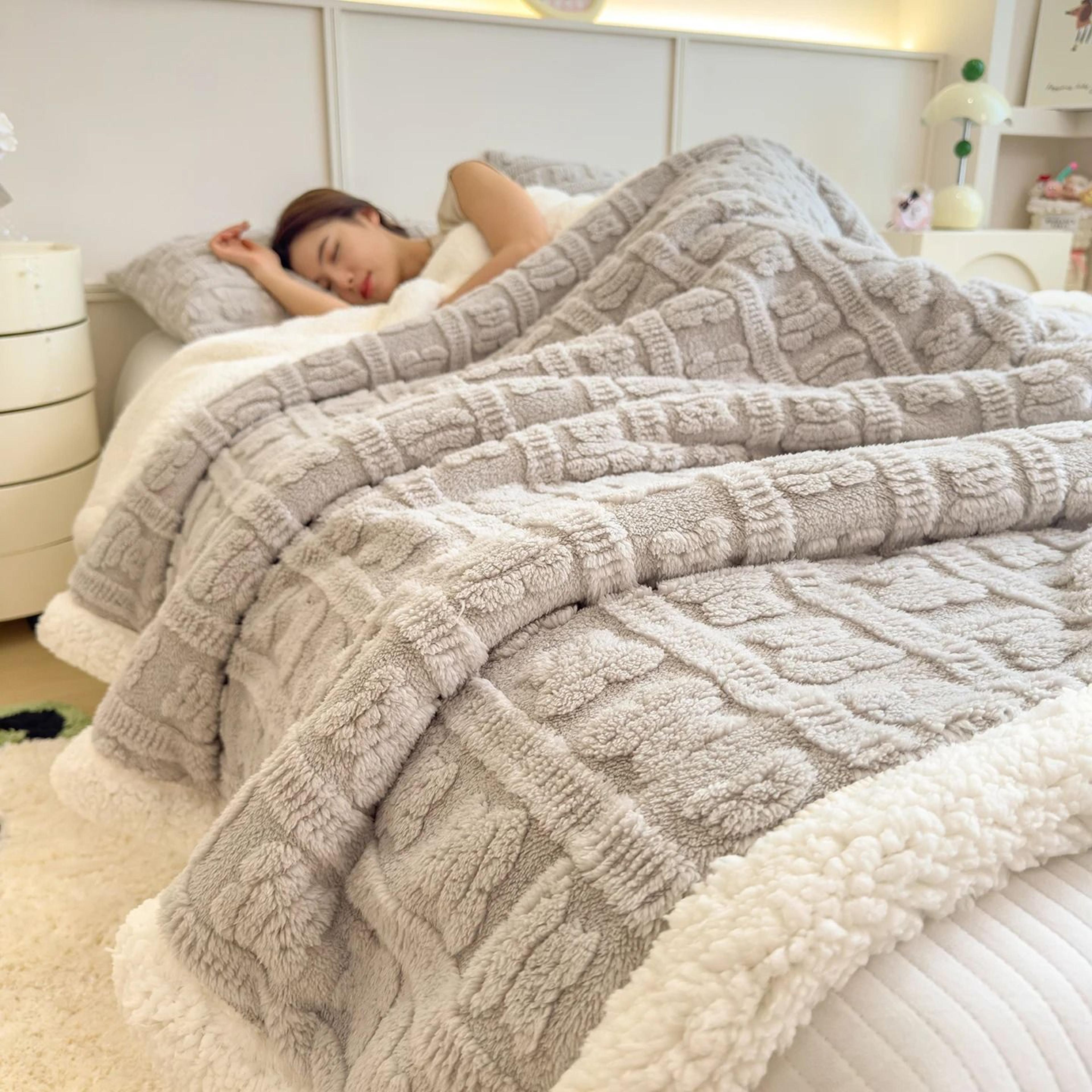 Thick Coral Fleece Winter Blanket Soft Lamb Wool Sofa Throw 1