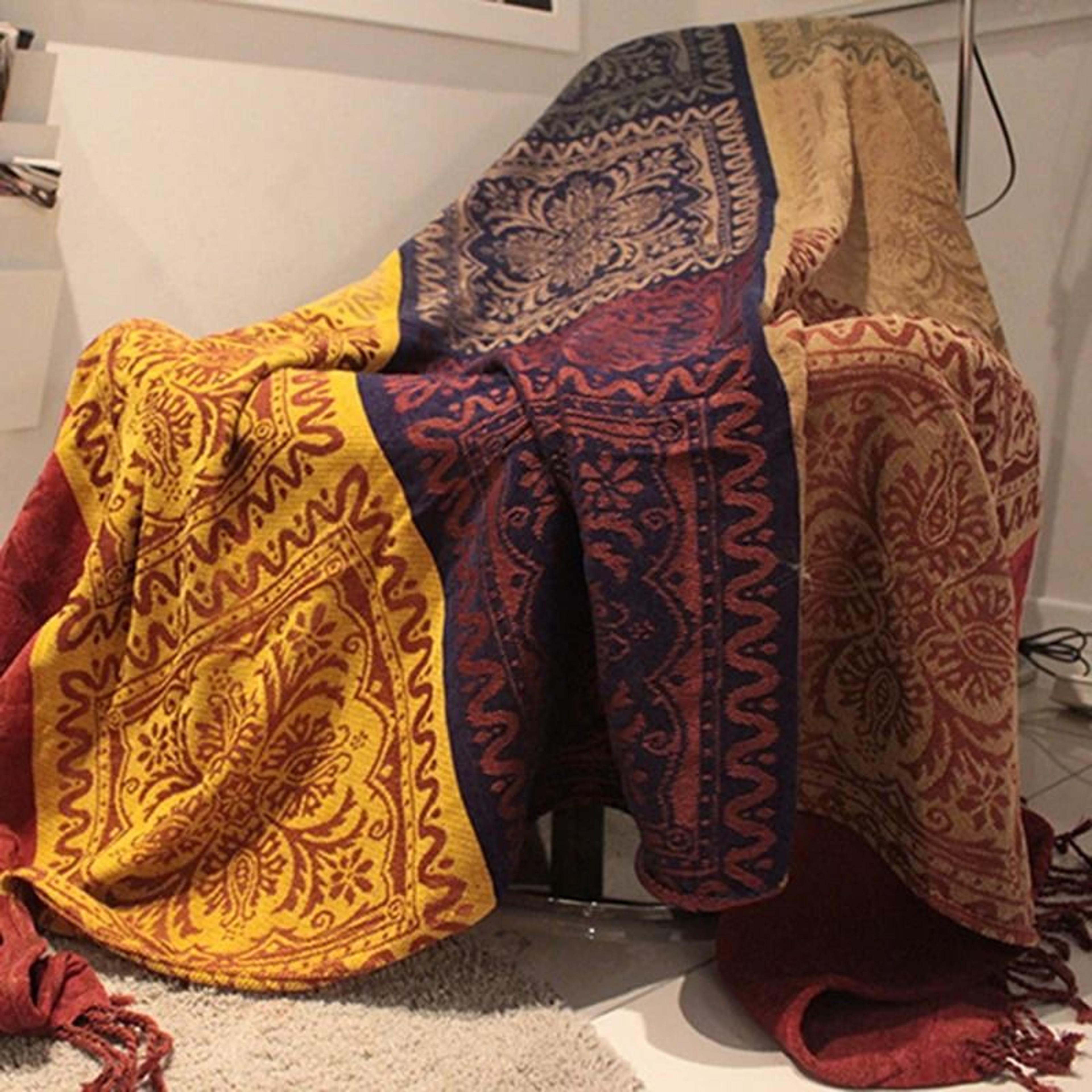 Bohemian Chenille Throw Blanket With Tassels 8