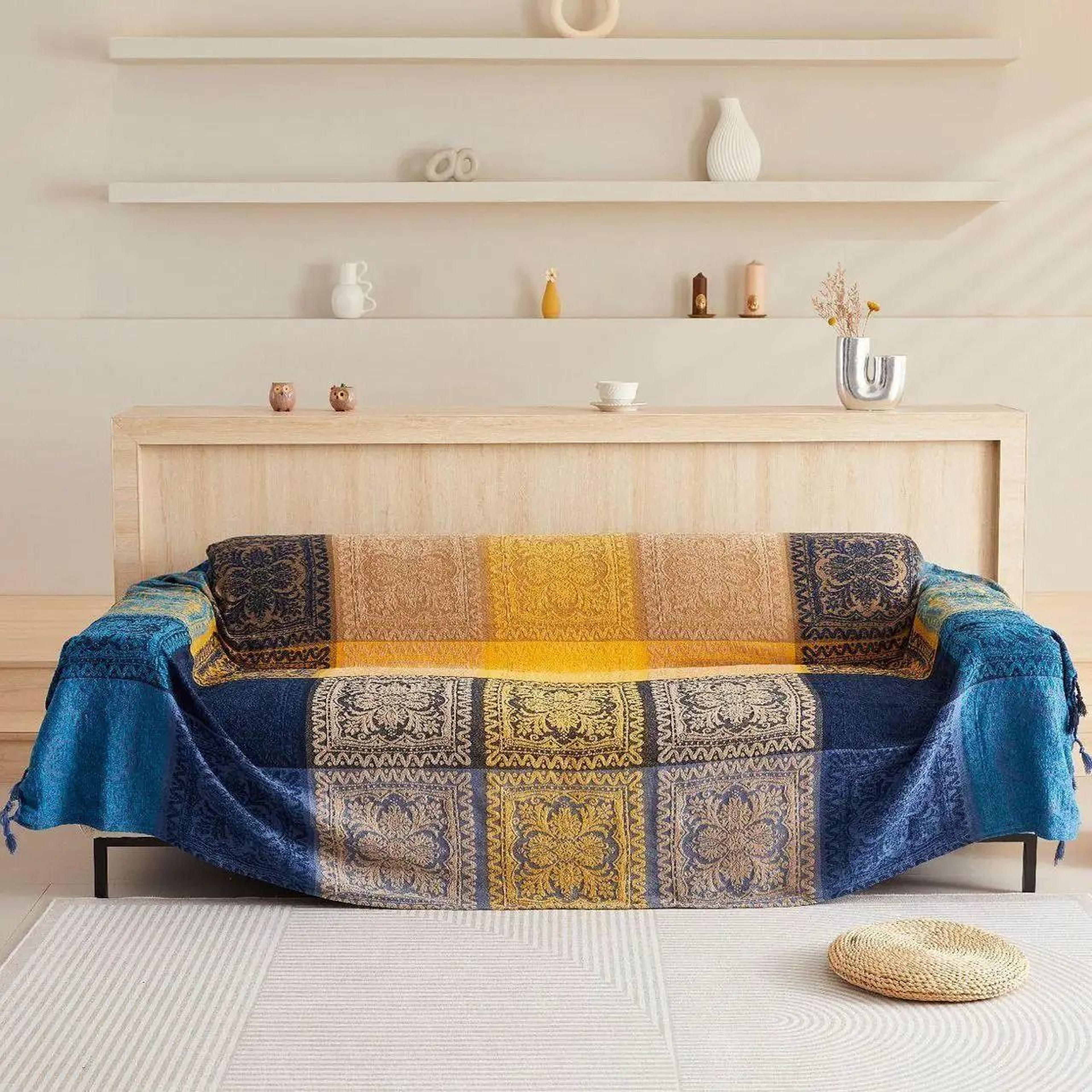 Bohemian Chenille Throw Blanket With Tassels 5