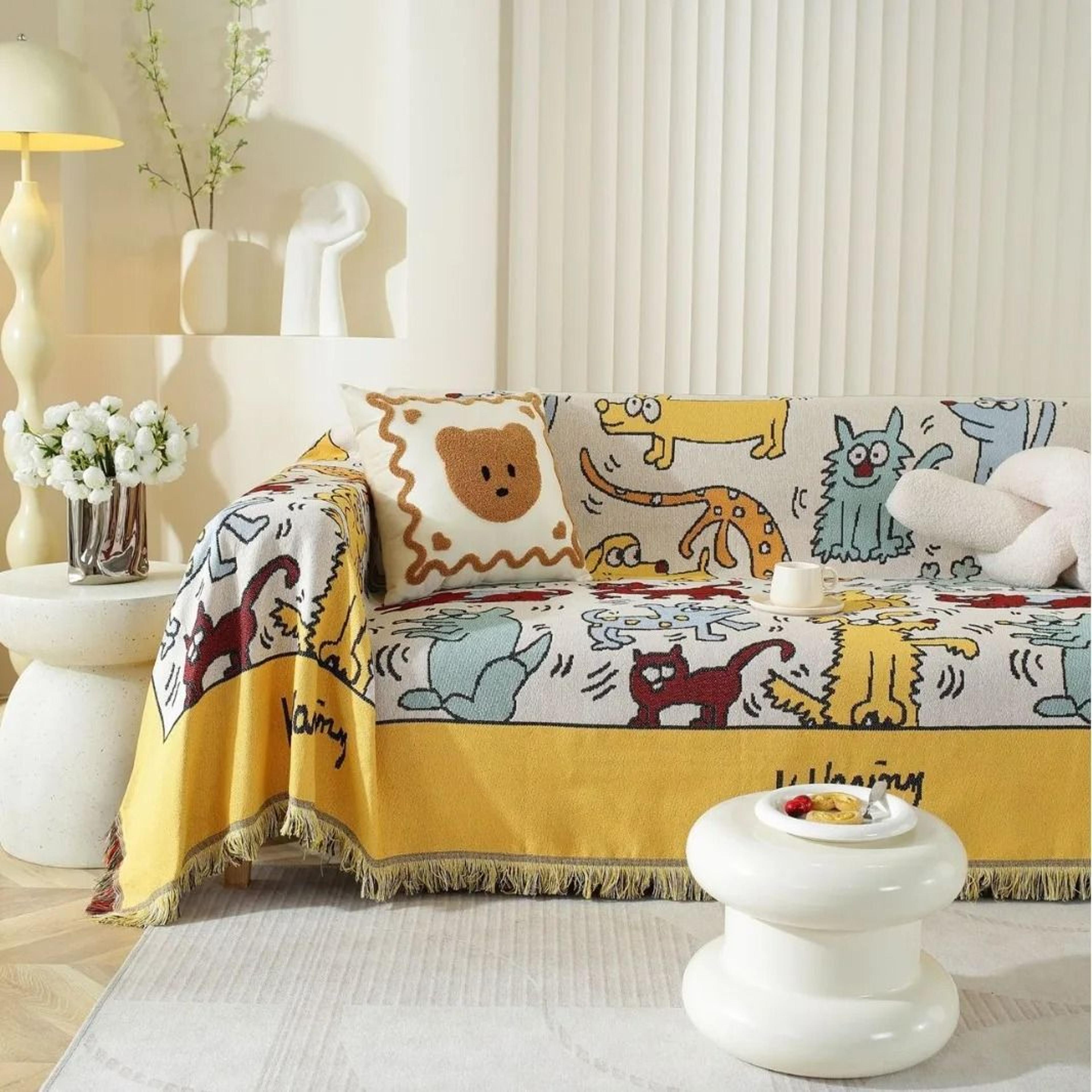Graffiti Woven Tapestry Sofa Cover Nordic Throw Blanket 5