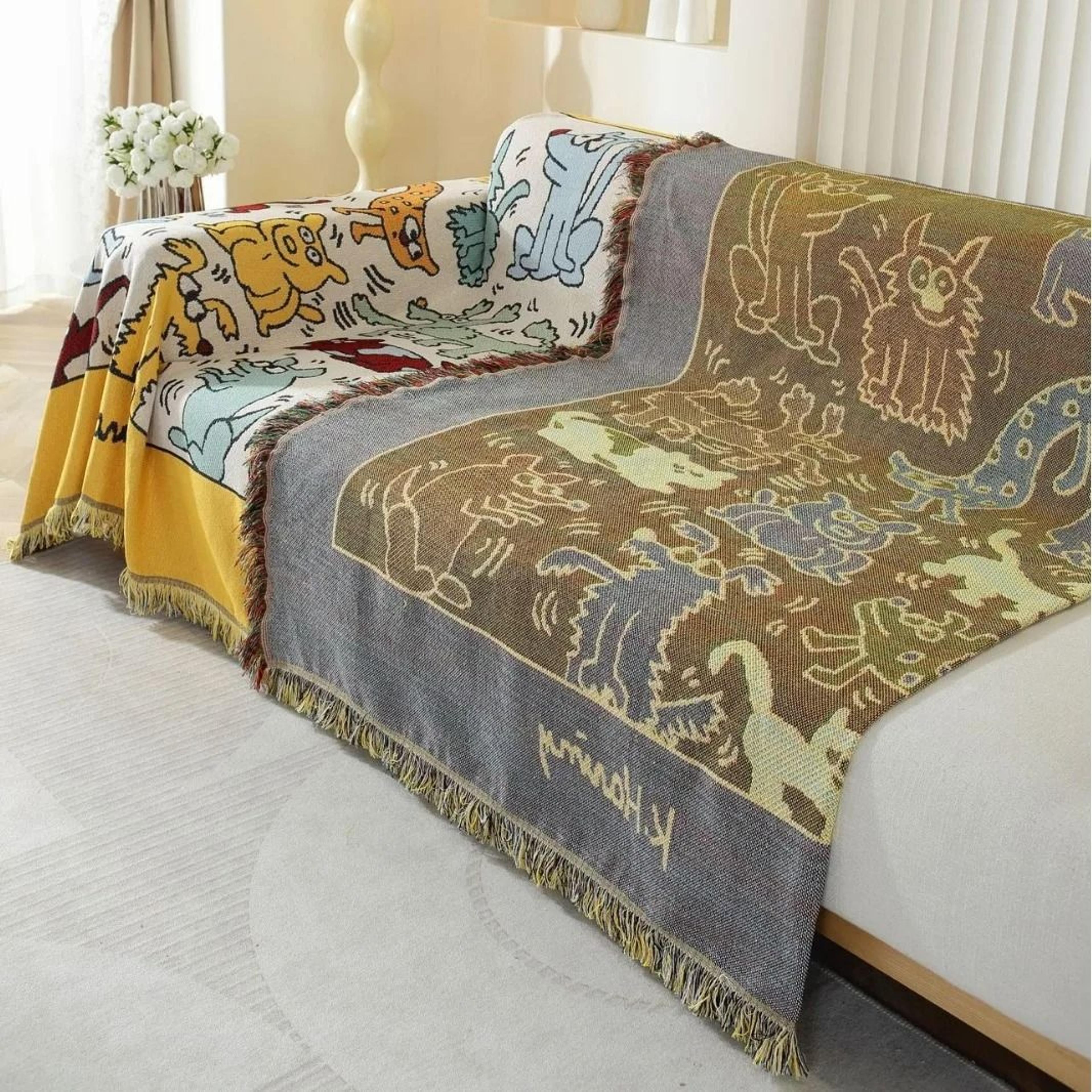 Graffiti Woven Tapestry Sofa Cover Nordic Throw Blanket 4