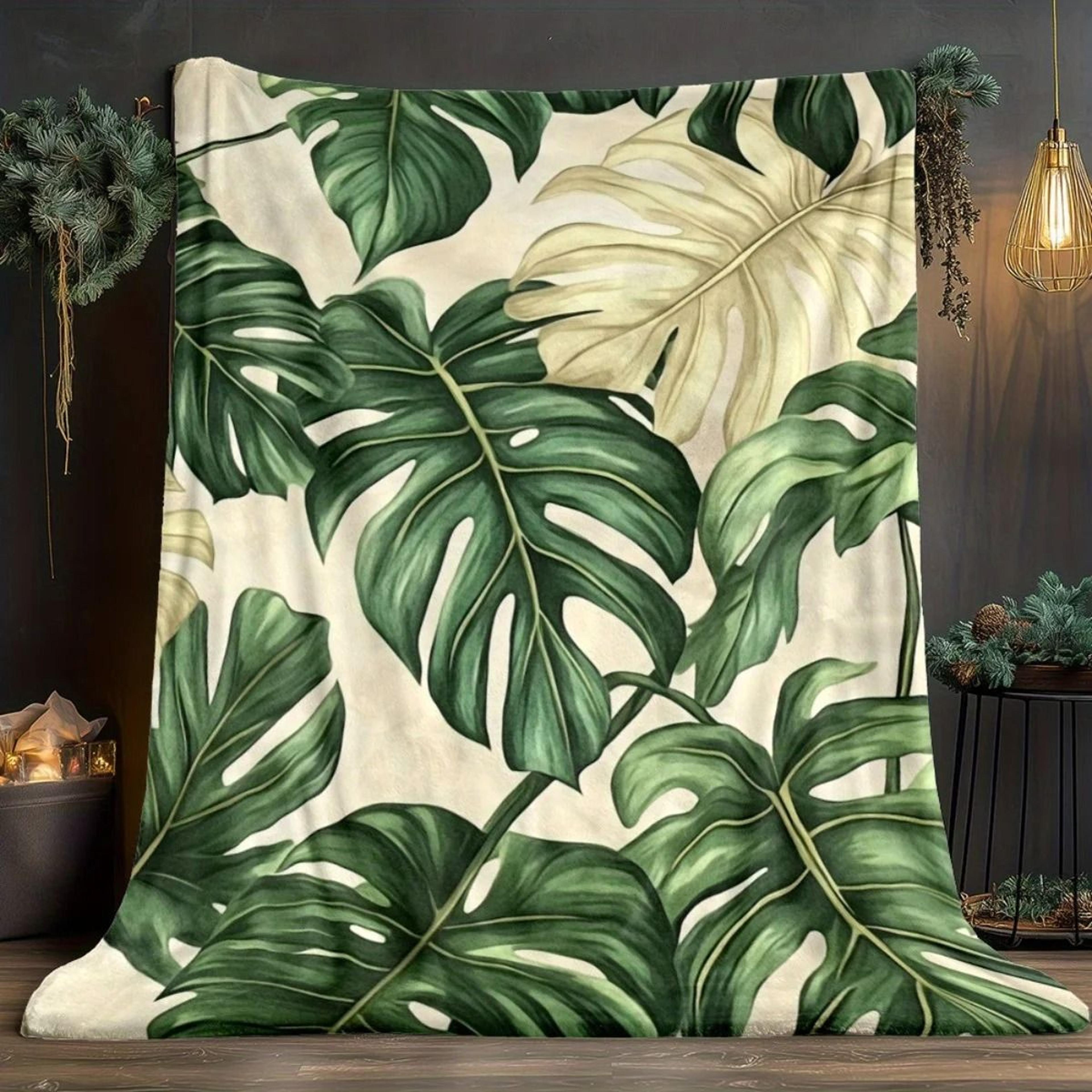Tropical Monstera Fleece Throw Blanket Soft All Season Home Decor 6