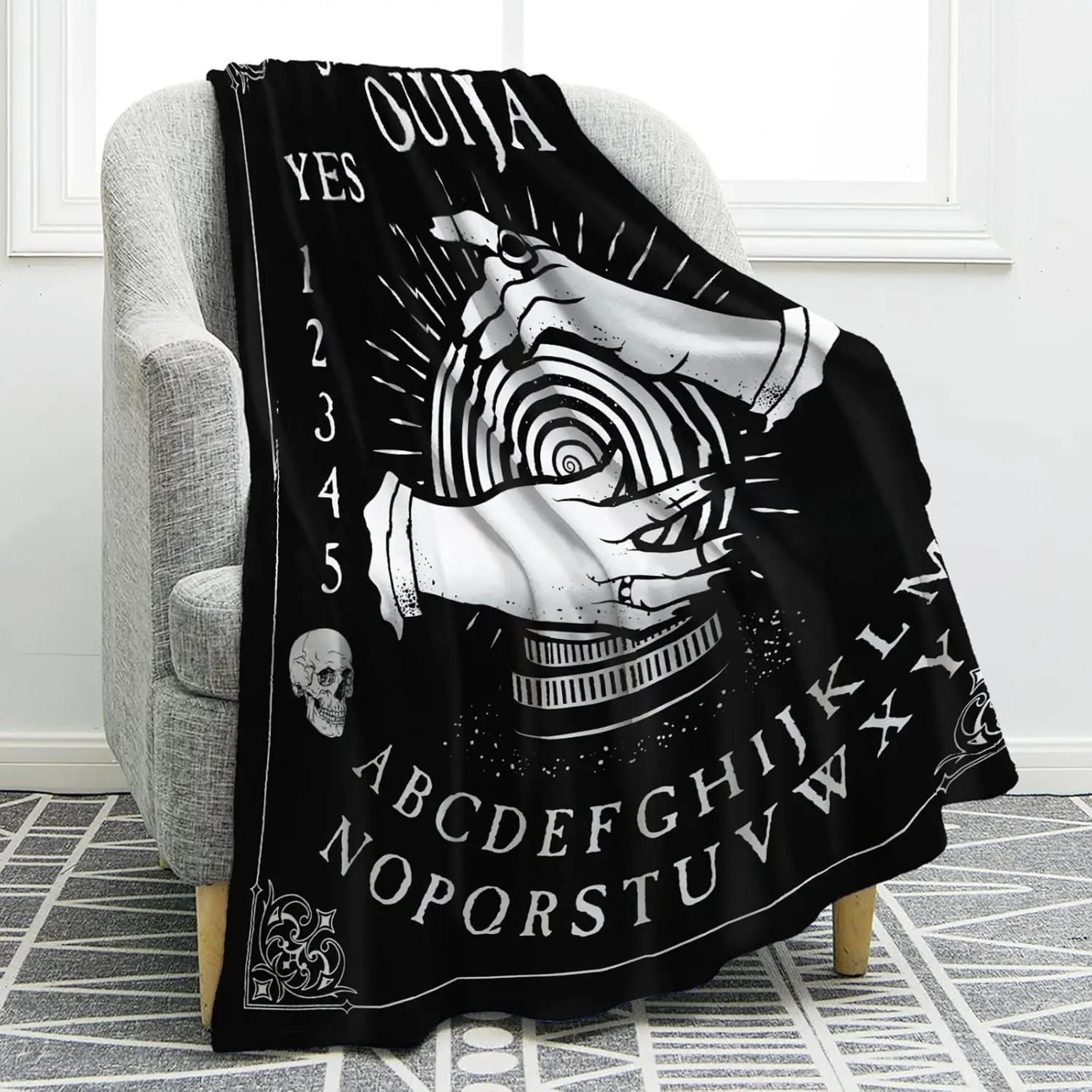 Ouija Board Gothic Throw Blanket Sun Moon Skull Witch Decor 4