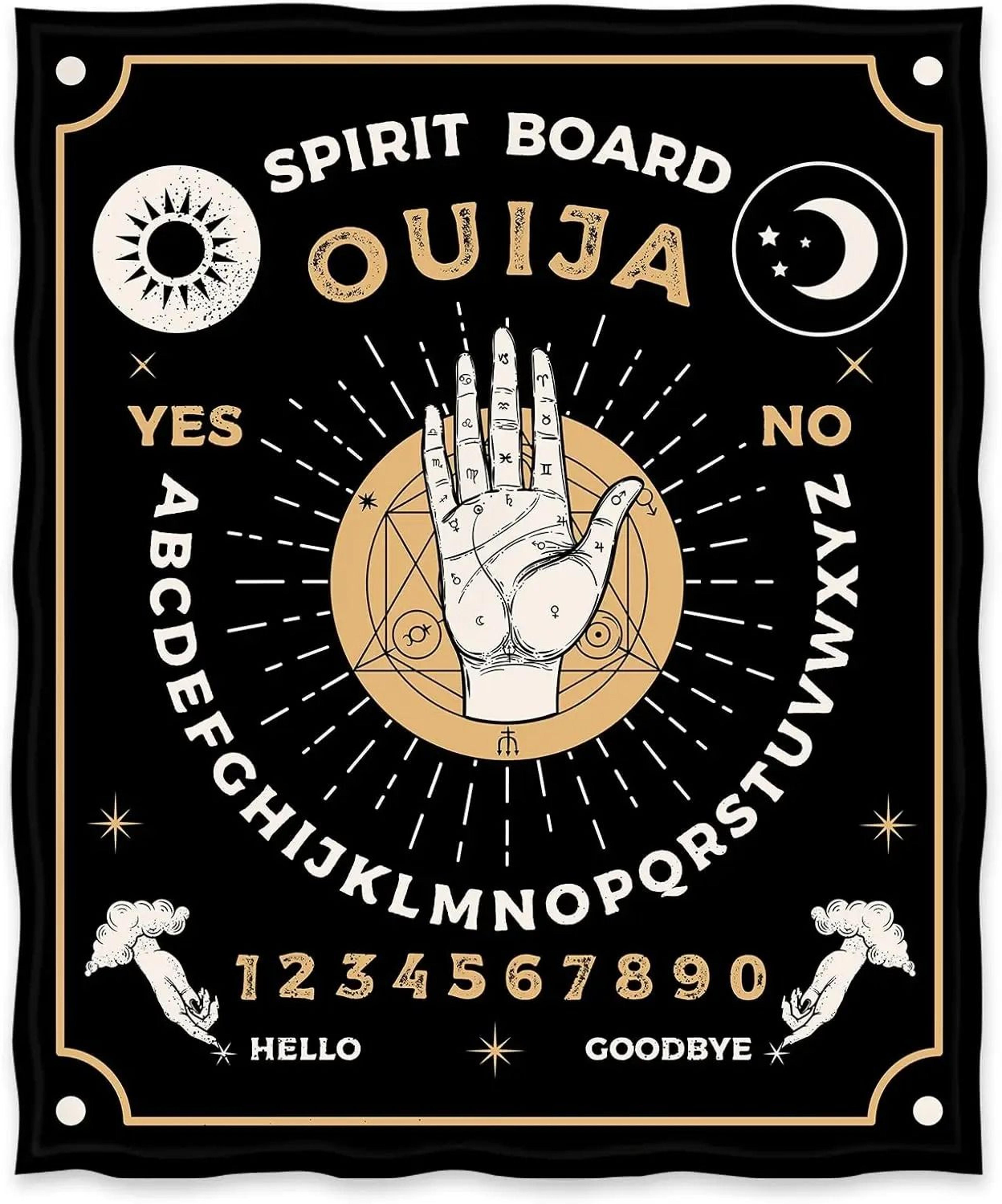 Ouija Board Gothic Throw Blanket Sun Moon Skull Witch Decor 10