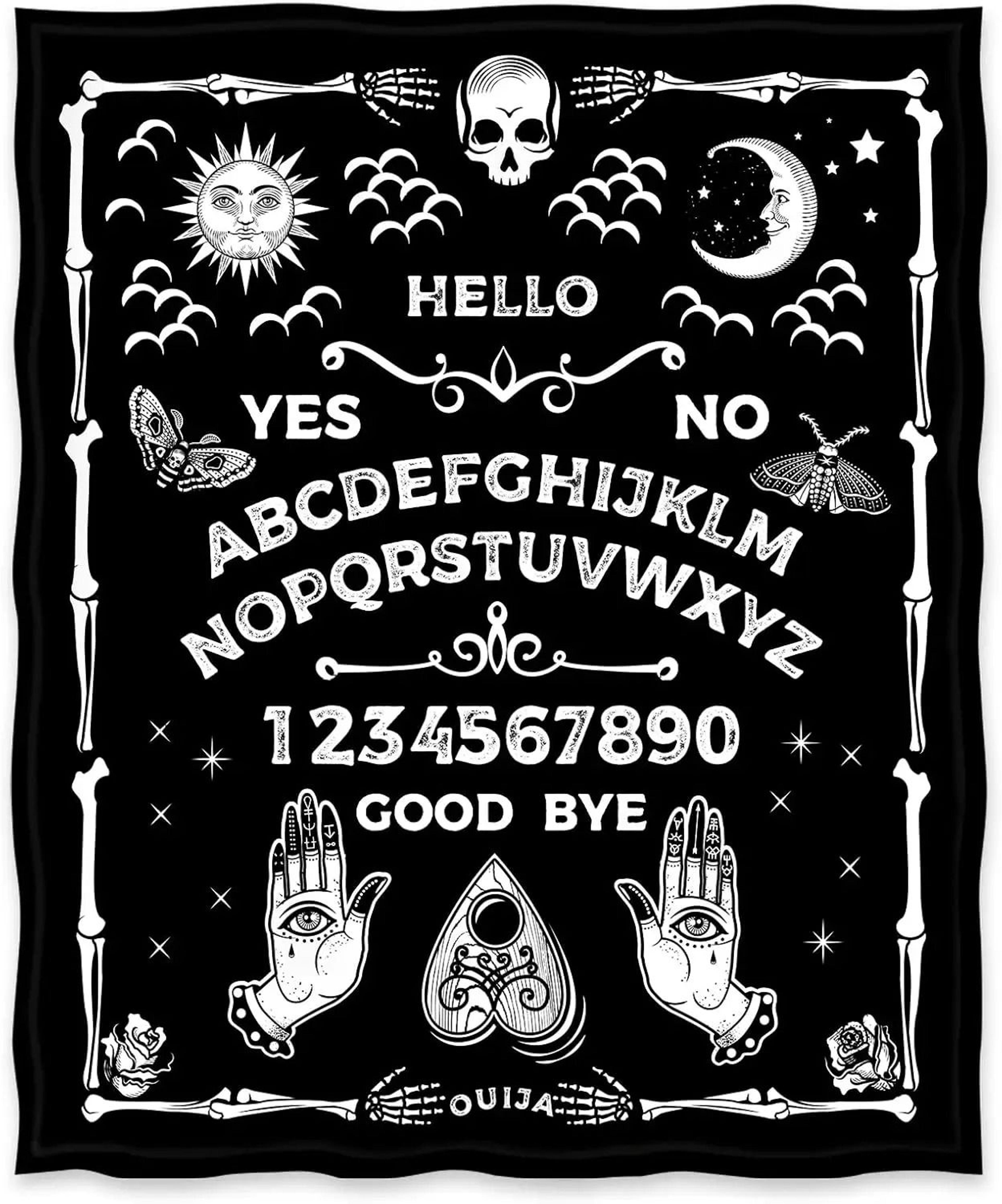 Ouija Board Gothic Throw Blanket Sun Moon Skull Witch Decor 11