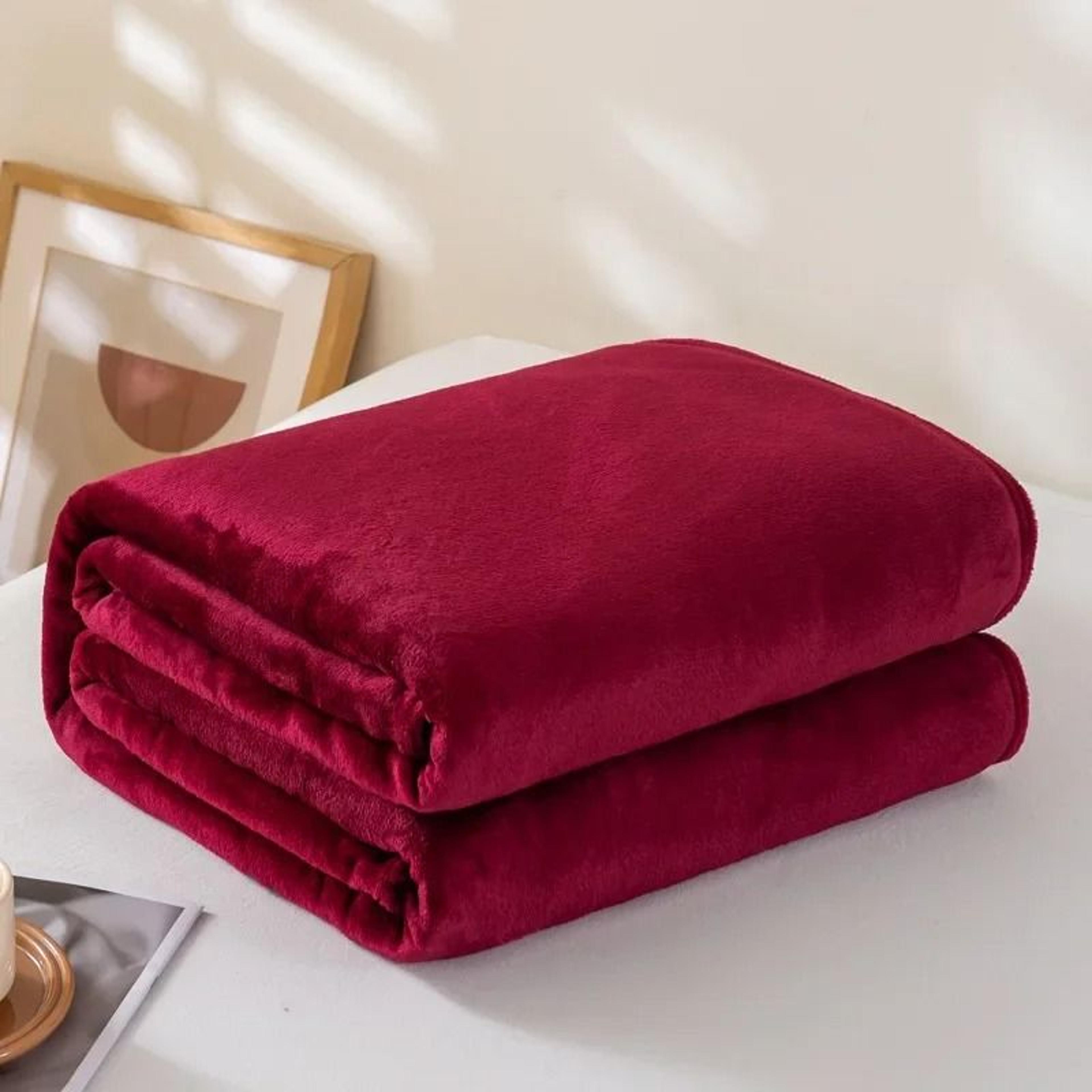 Coral Fleece Flannel Blanket Soft Warm Solid Color Bed Throw 5