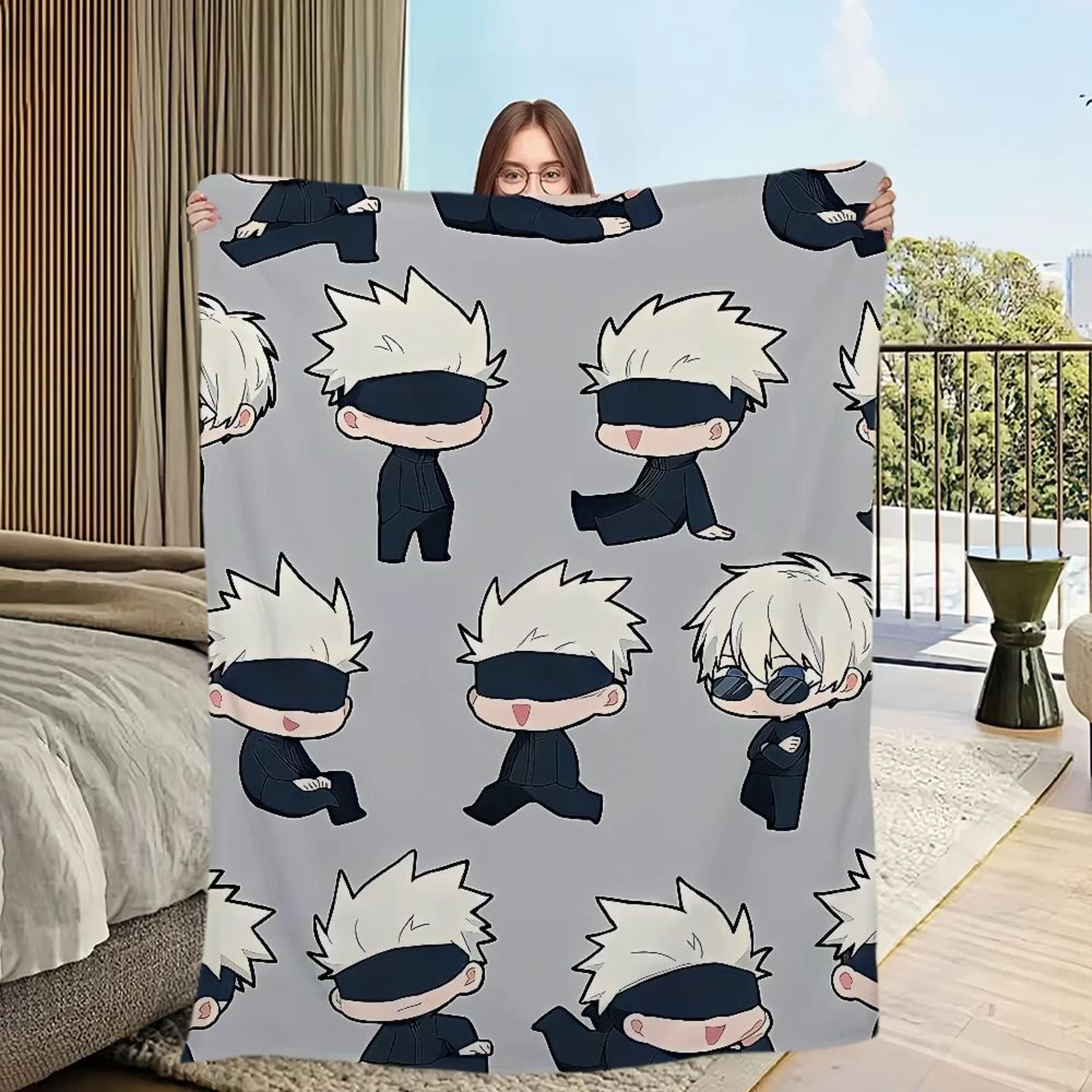 Gojo Satoru Anime Flannel Throw Blanket Soft Plush Bed Cover 3