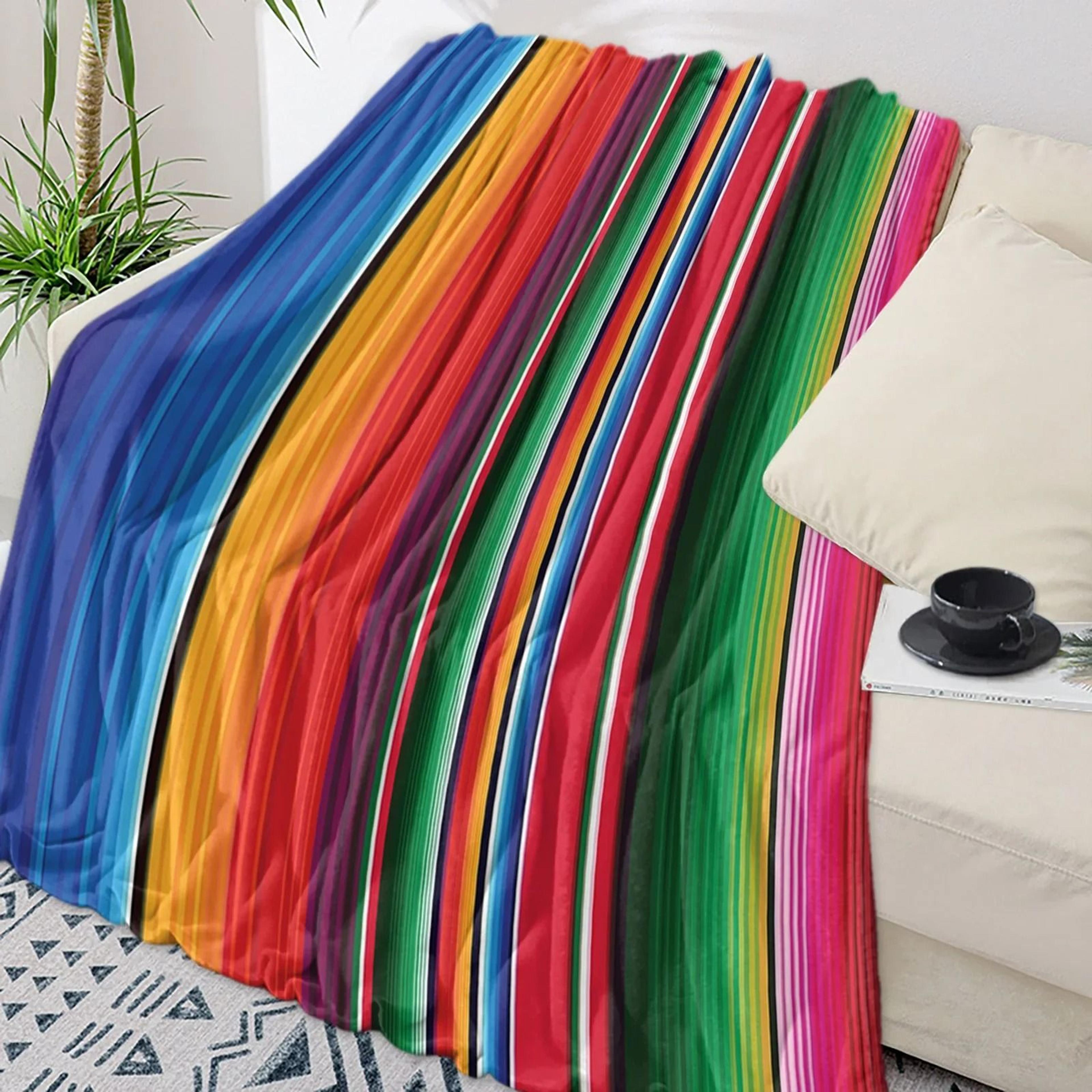 Colorful Mexican Stripe Flannel Throw Blanket Soft Sofa Bed Cover 6