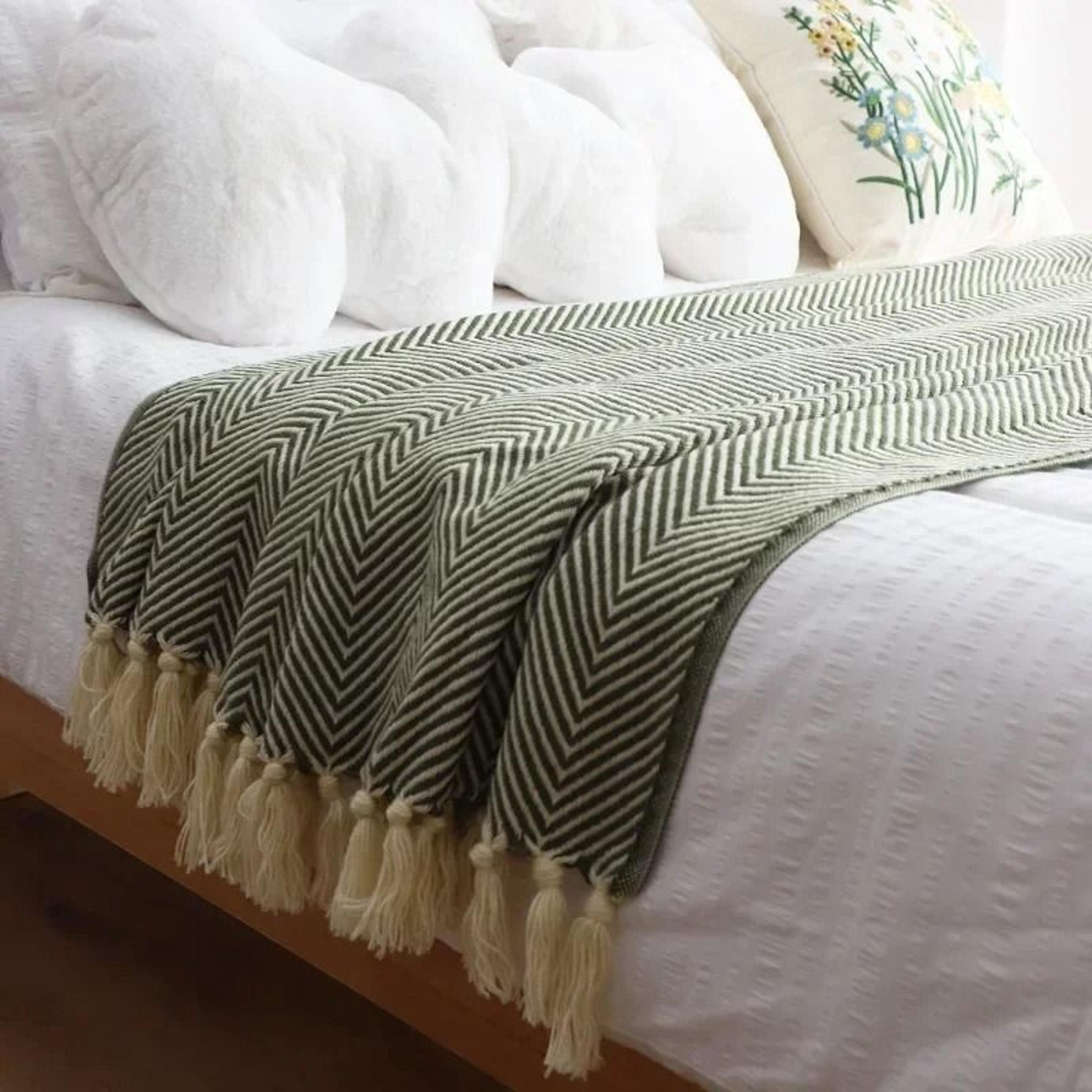 Retro Geometric Knitted Throw Blanket Nordic Sofa Bed Cover 2