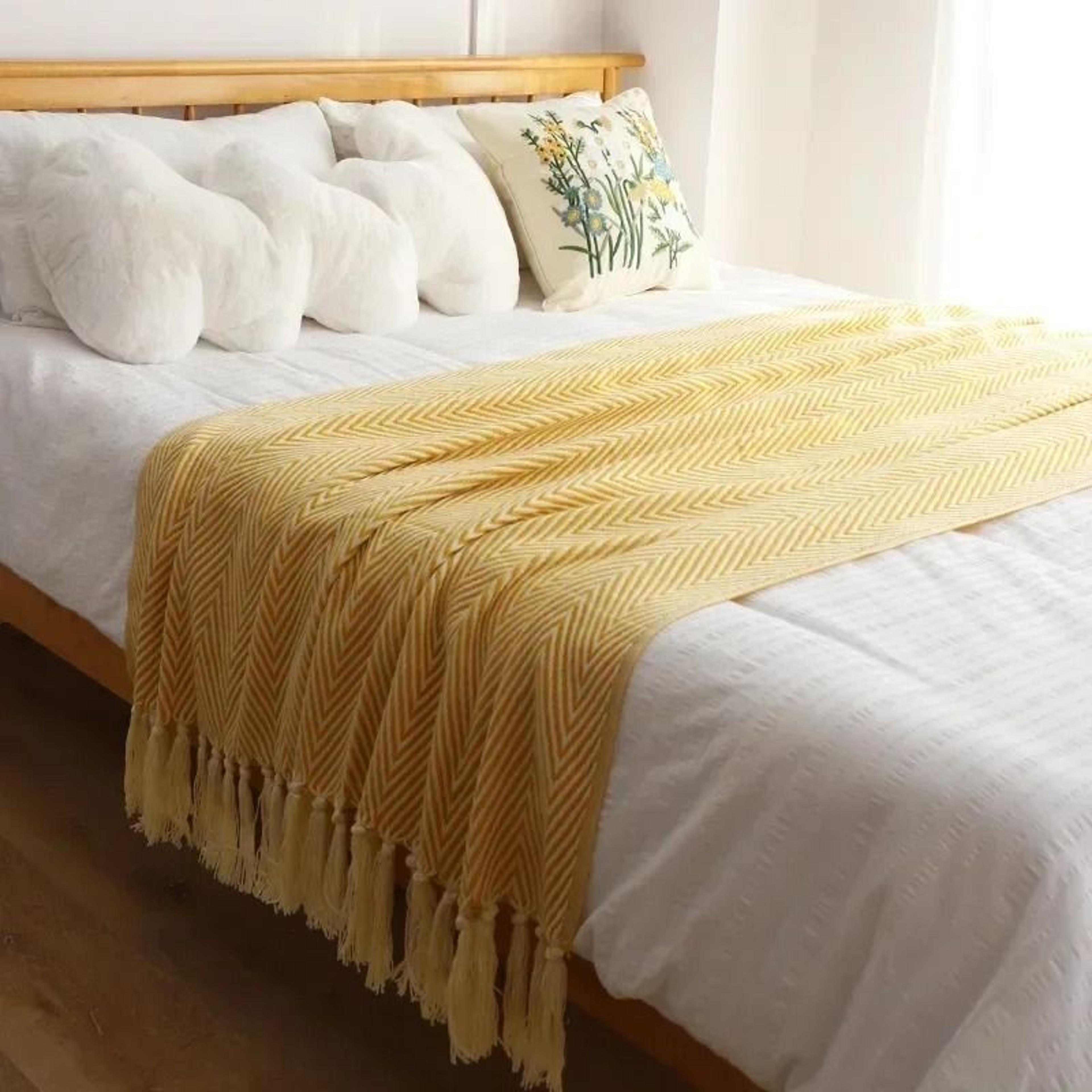 Retro Geometric Knitted Throw Blanket Nordic Sofa Bed Cover 1