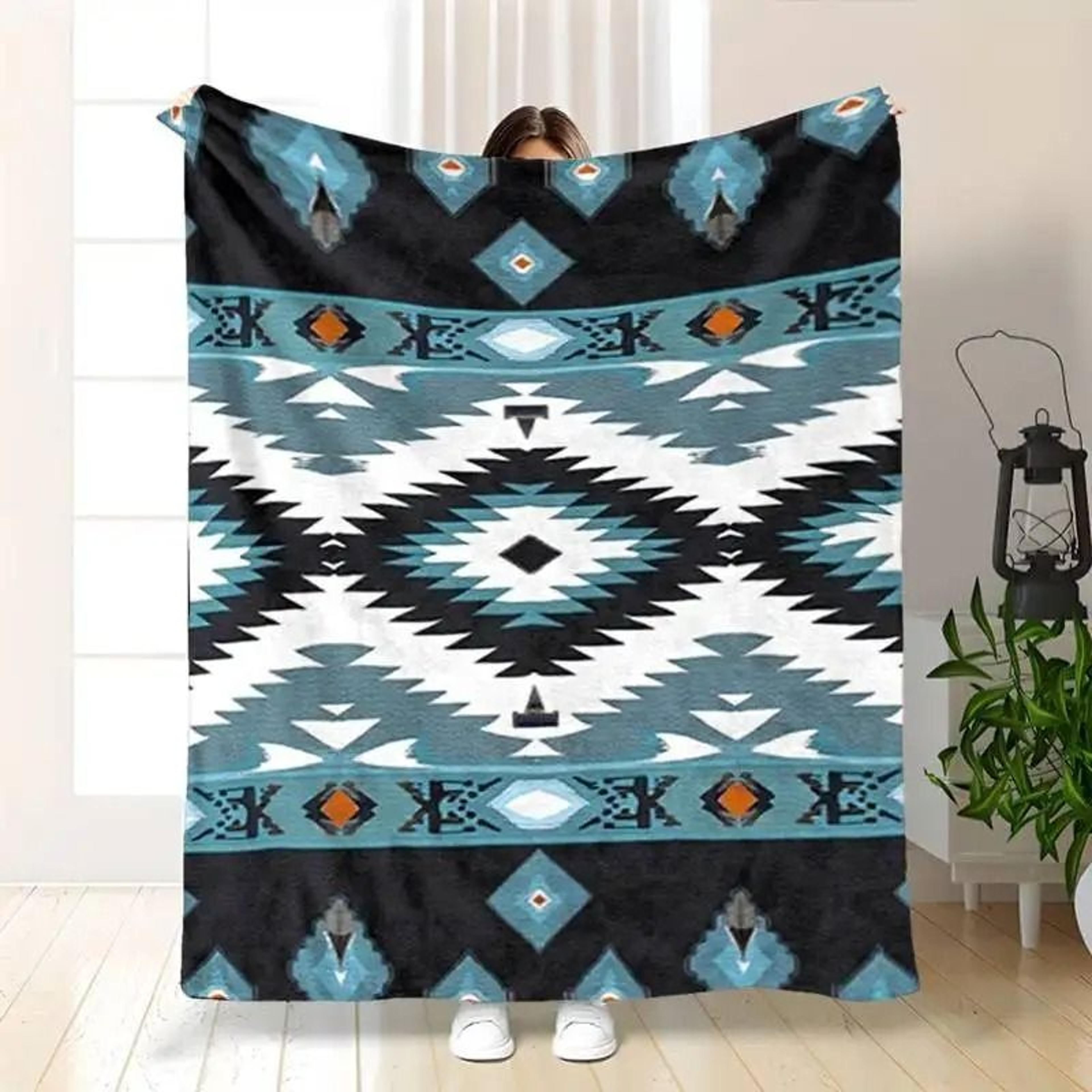 Southwestern Aztec Throw Blanket Soft Tribal Boho Fleece 1