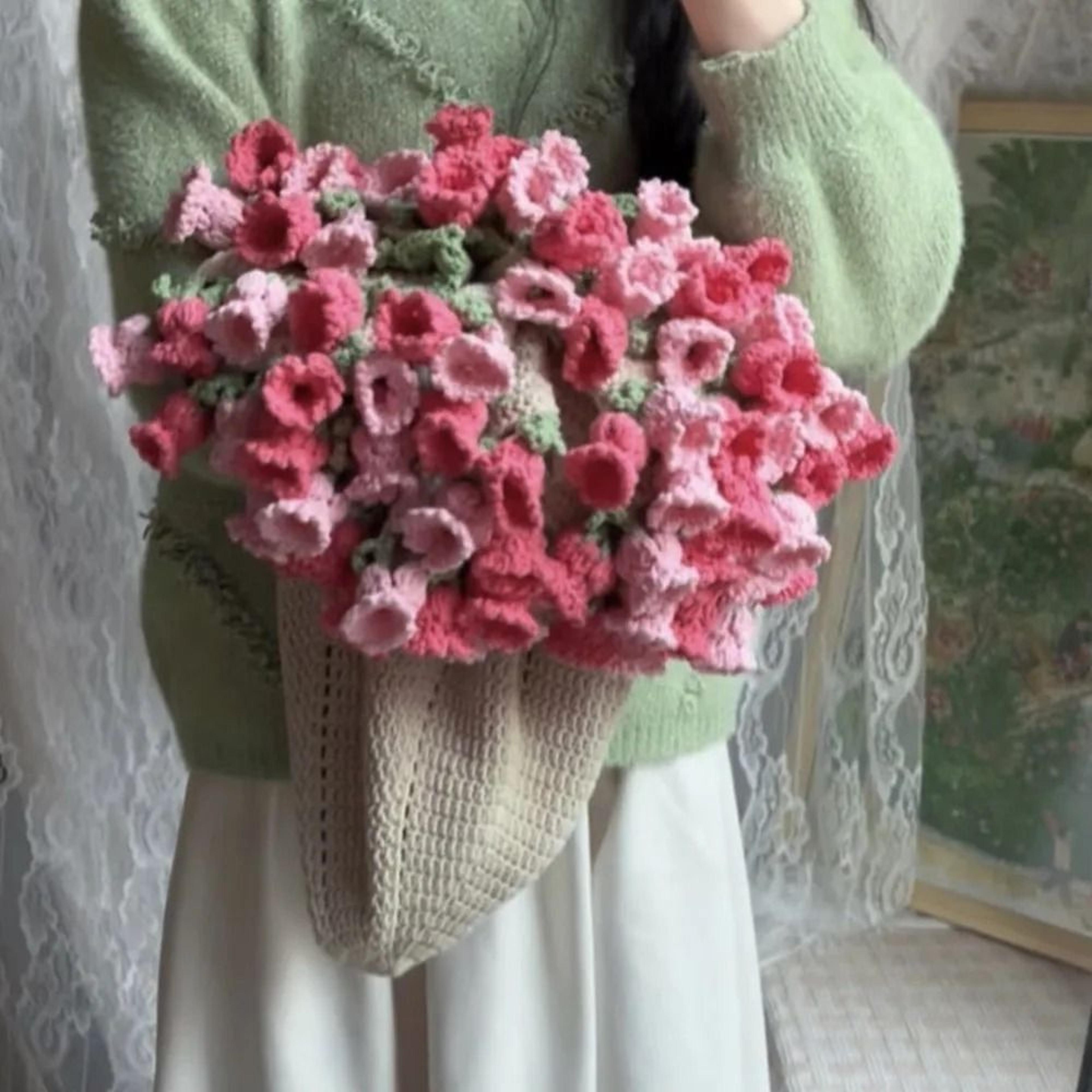 Crochet Flower Bouquet Blanket Rose Sunflower Carnation Knit Throw 6