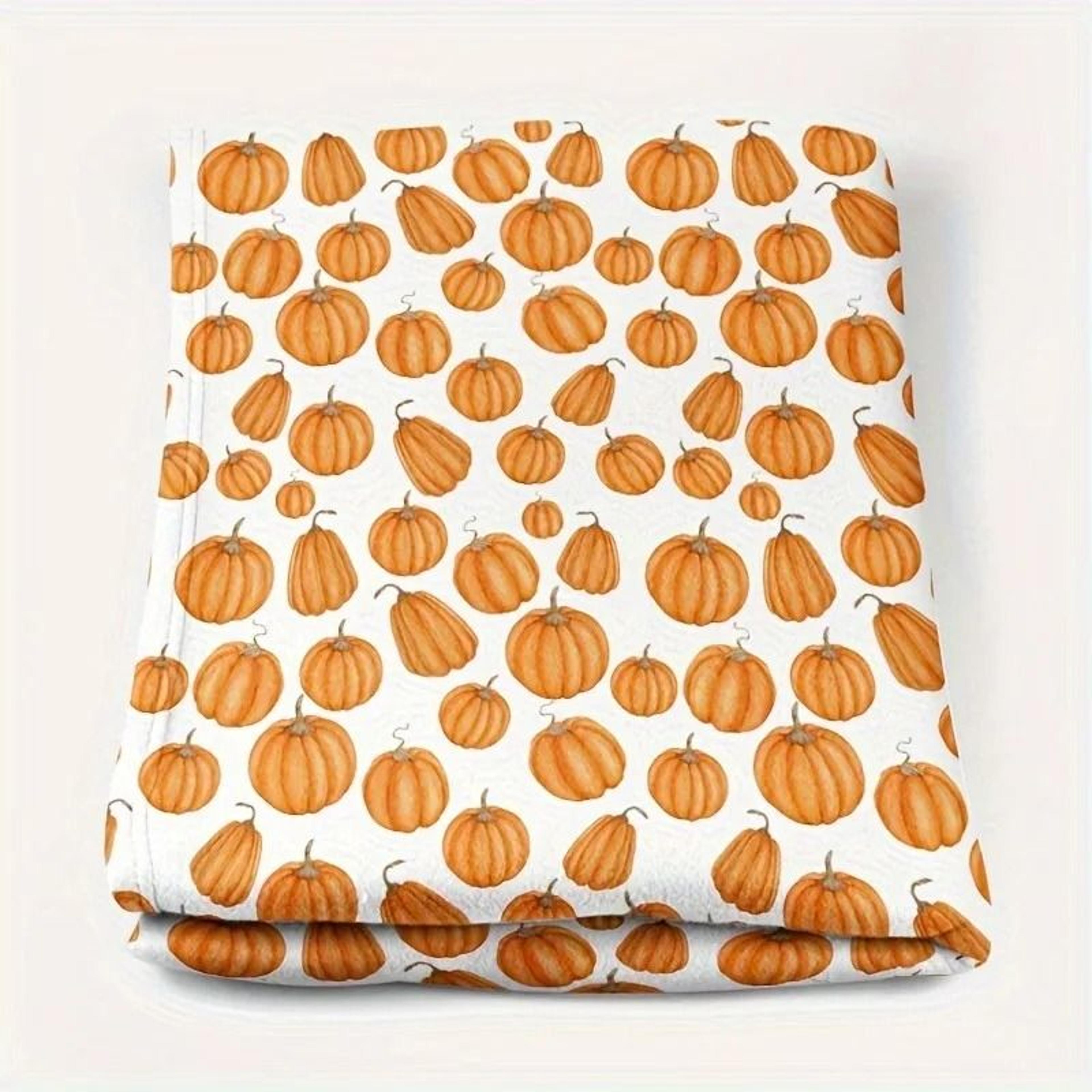 Pumpkin Print Flannel Throw Blanket Cozy Fall Sofa And Bed Cover 4