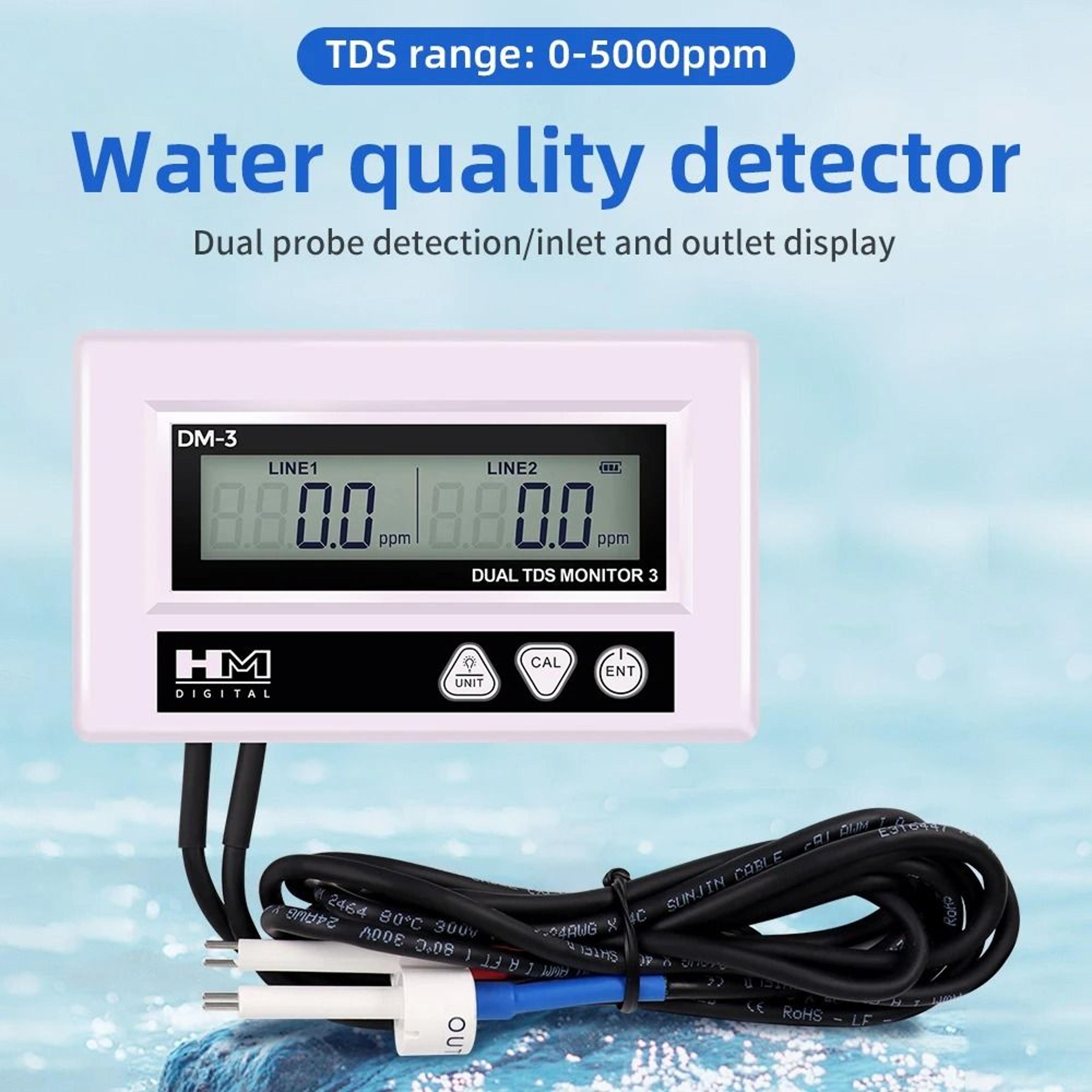 hm dm-3 inline tds meter and ec water tester with dual probes