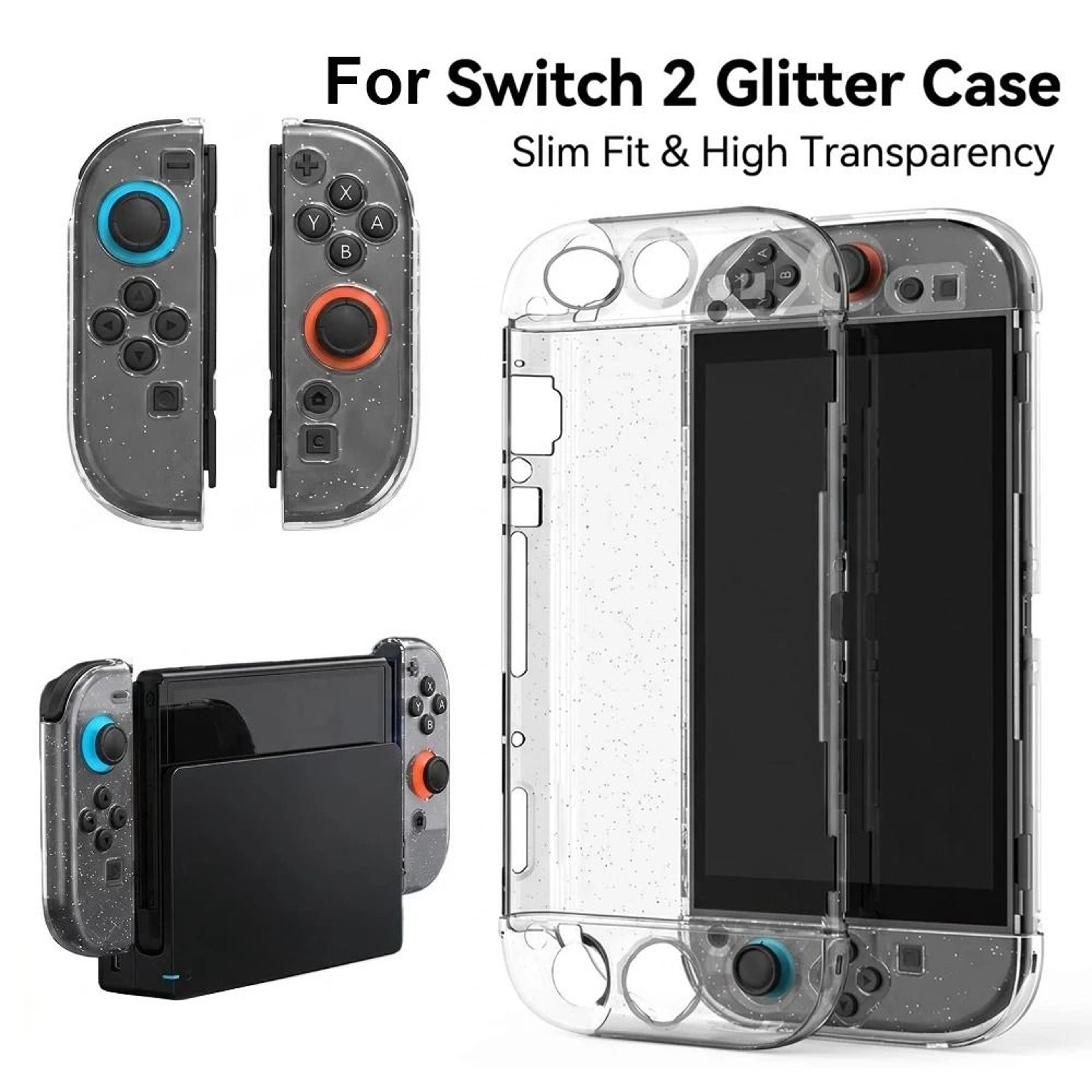 nintendo switch 2 glitter dockable case transparent tpu pc protective cover