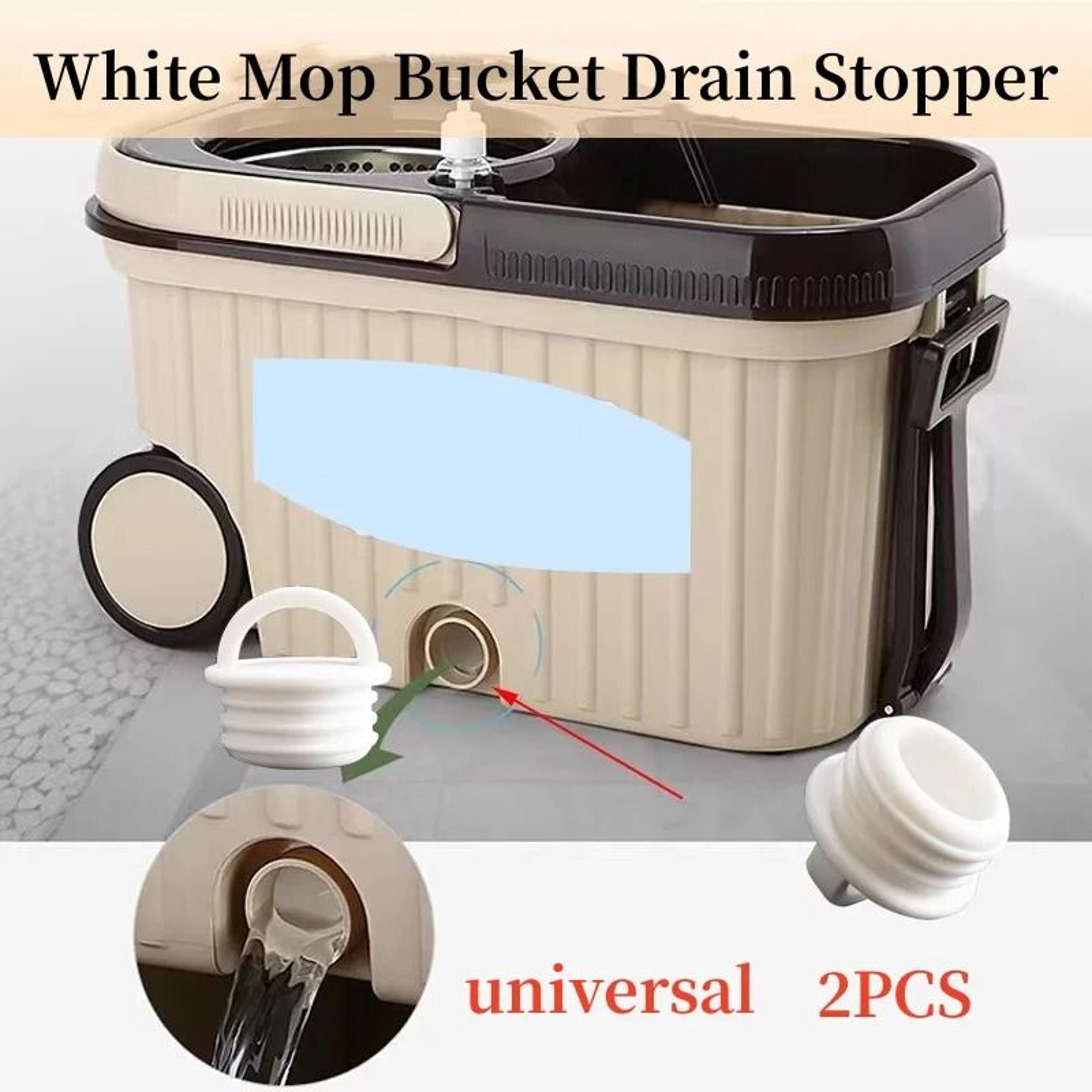 2-piece white mop bucket drain stopper with pull handle