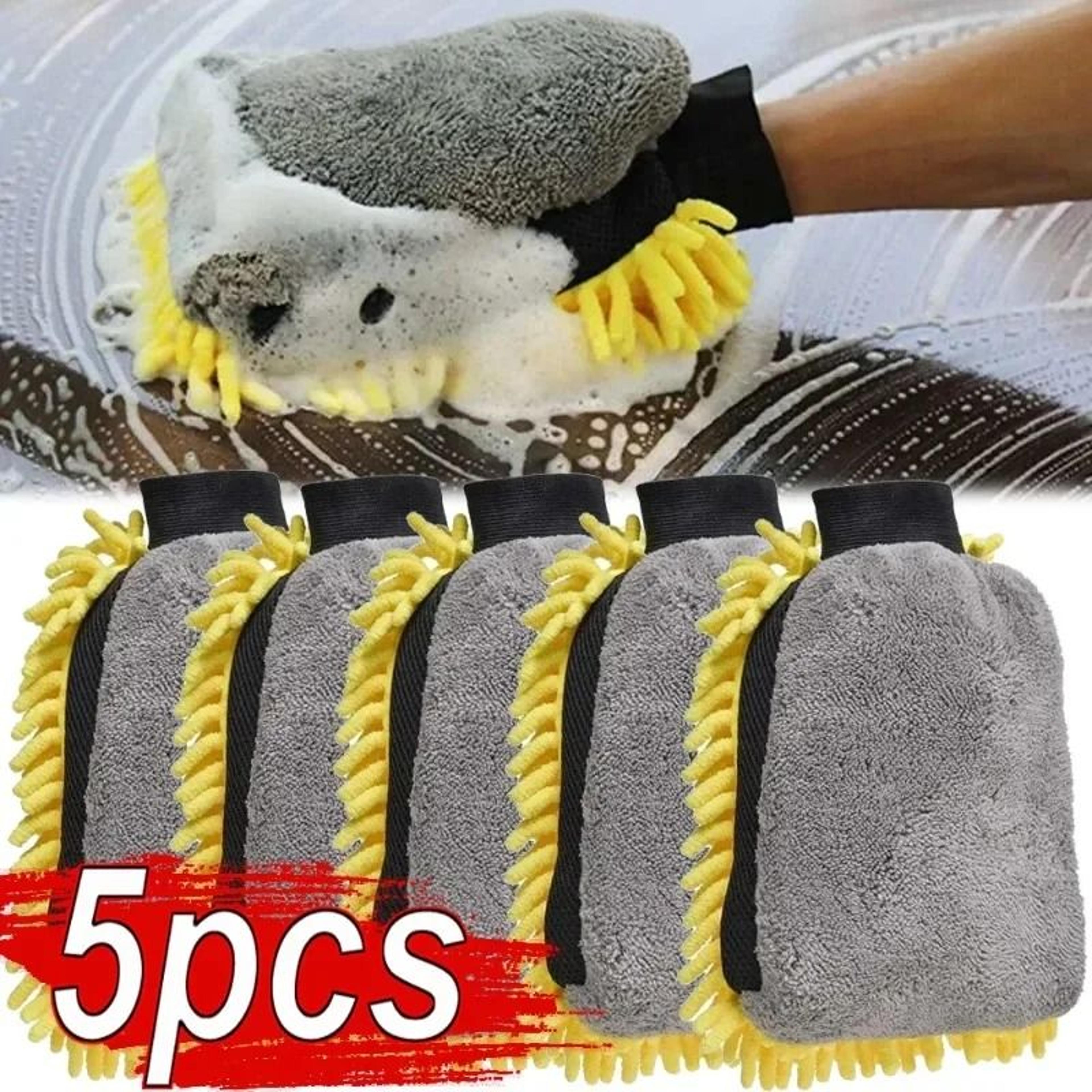 double-sided microfiber chenille car wash glove for cleaning and detailing