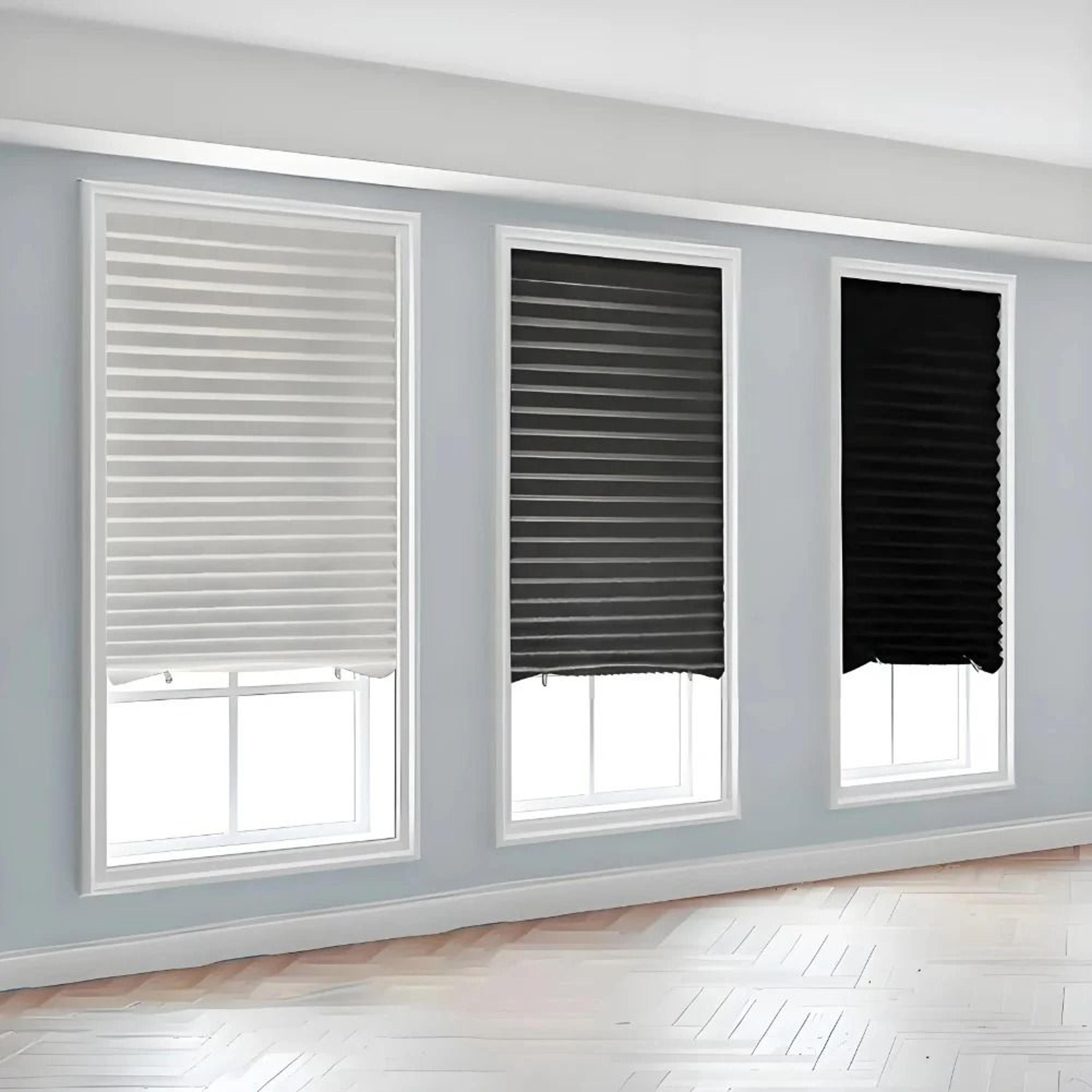 self-adhesive blackout pleated window shade no-drill non-woven curtain for home