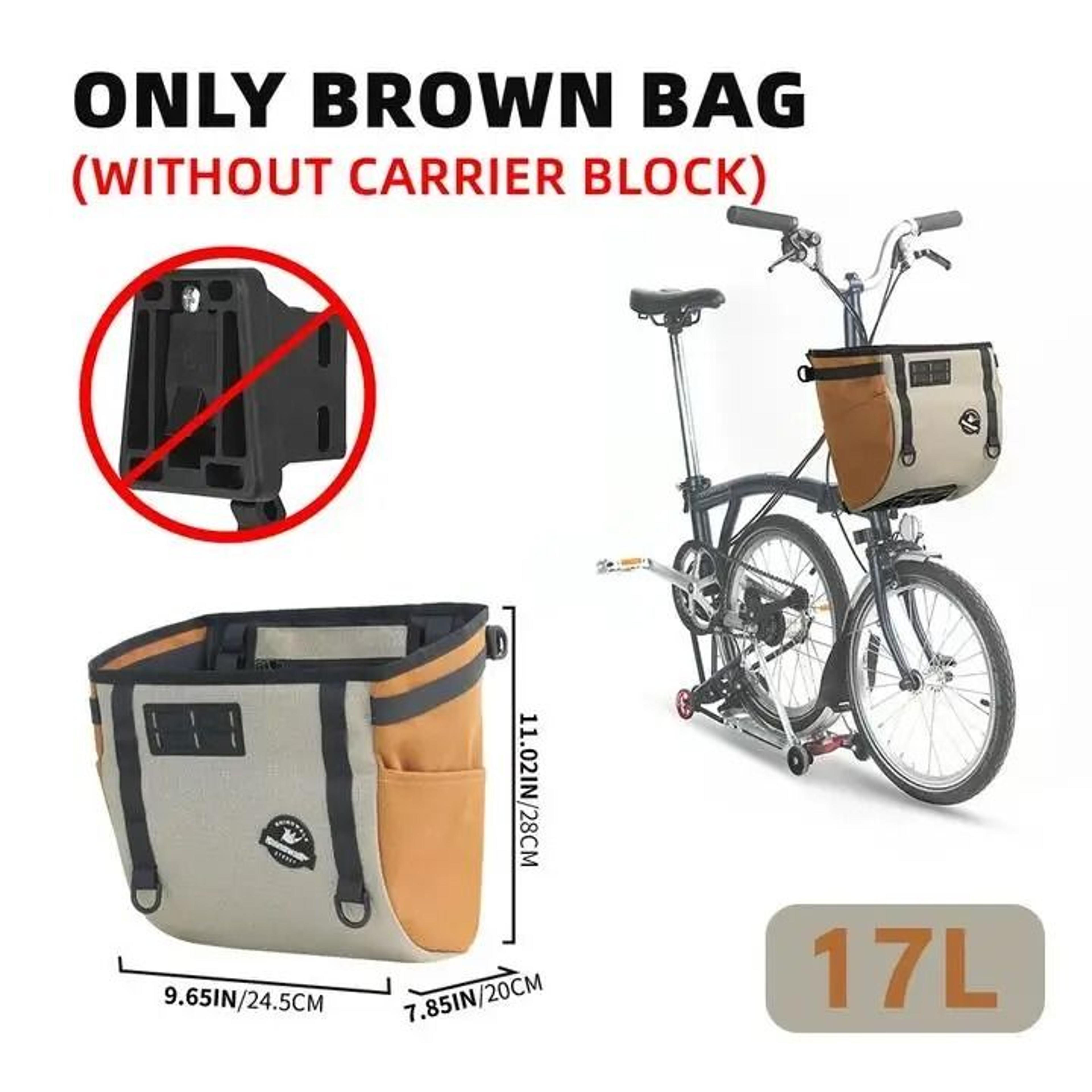 17l/24l bicycle front basket bag with hidden support frame