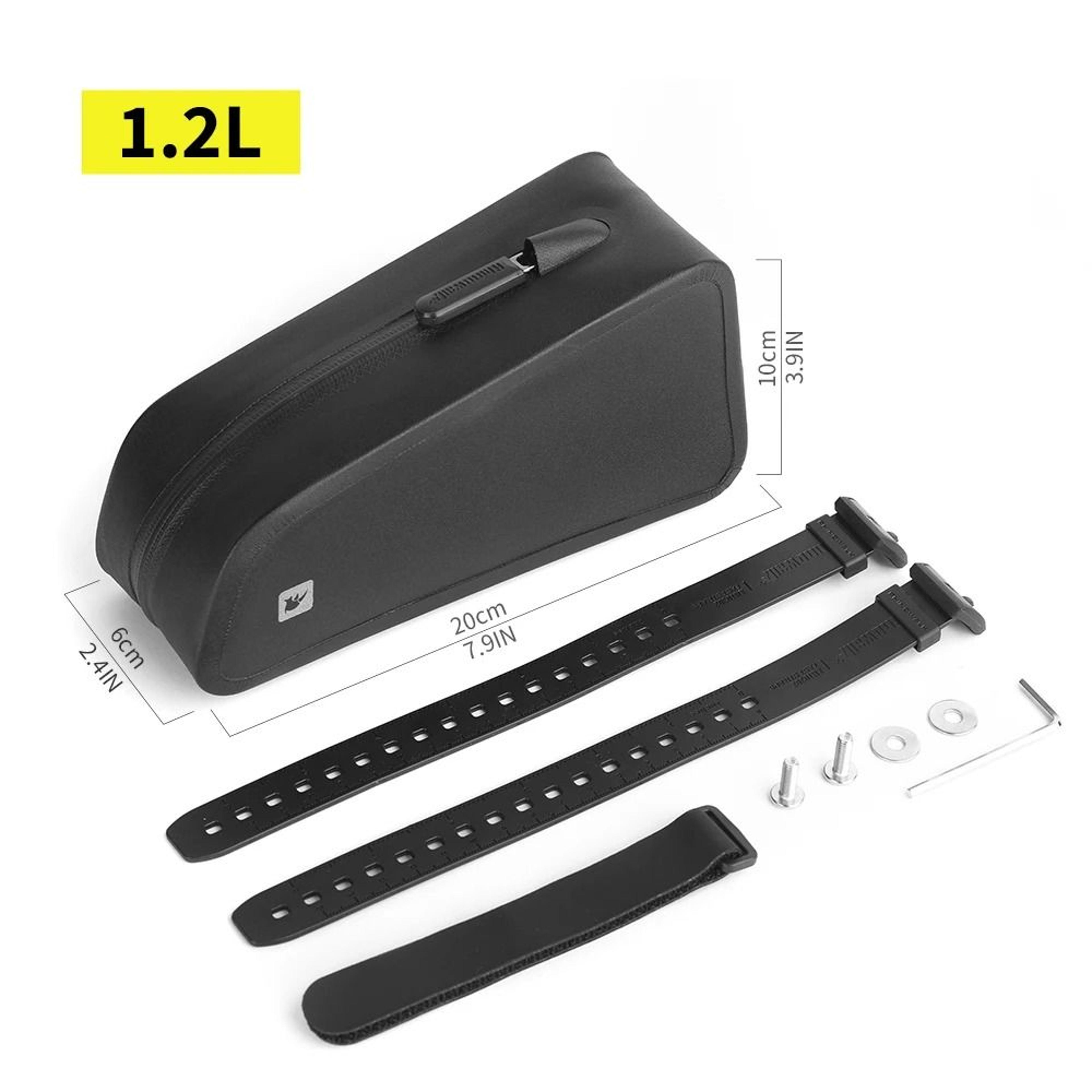 1.2l bike top tube bag water-resistant dual-mount frame pack