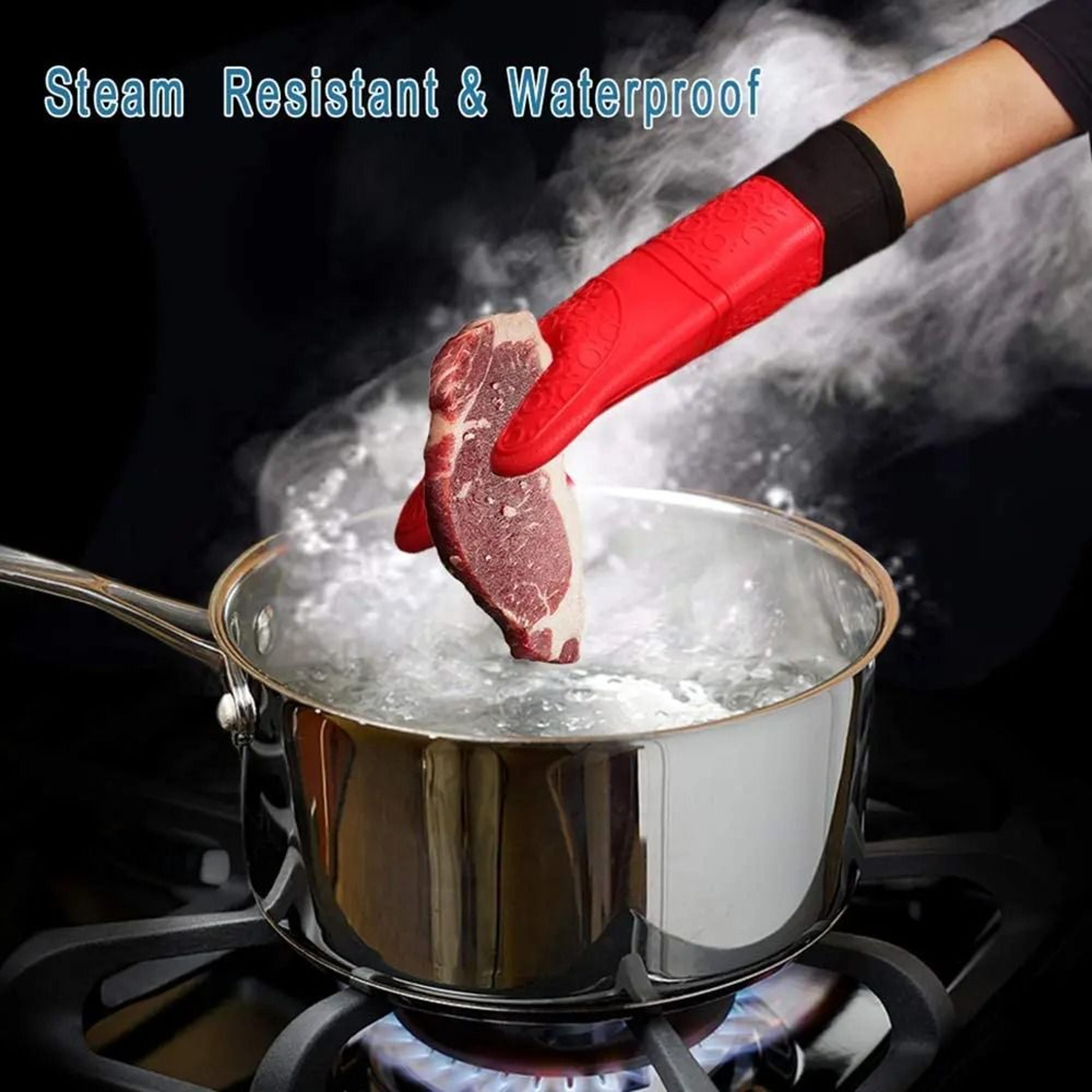 professional silicone oven gloves heat resistant non-slip bbq cooking mitts