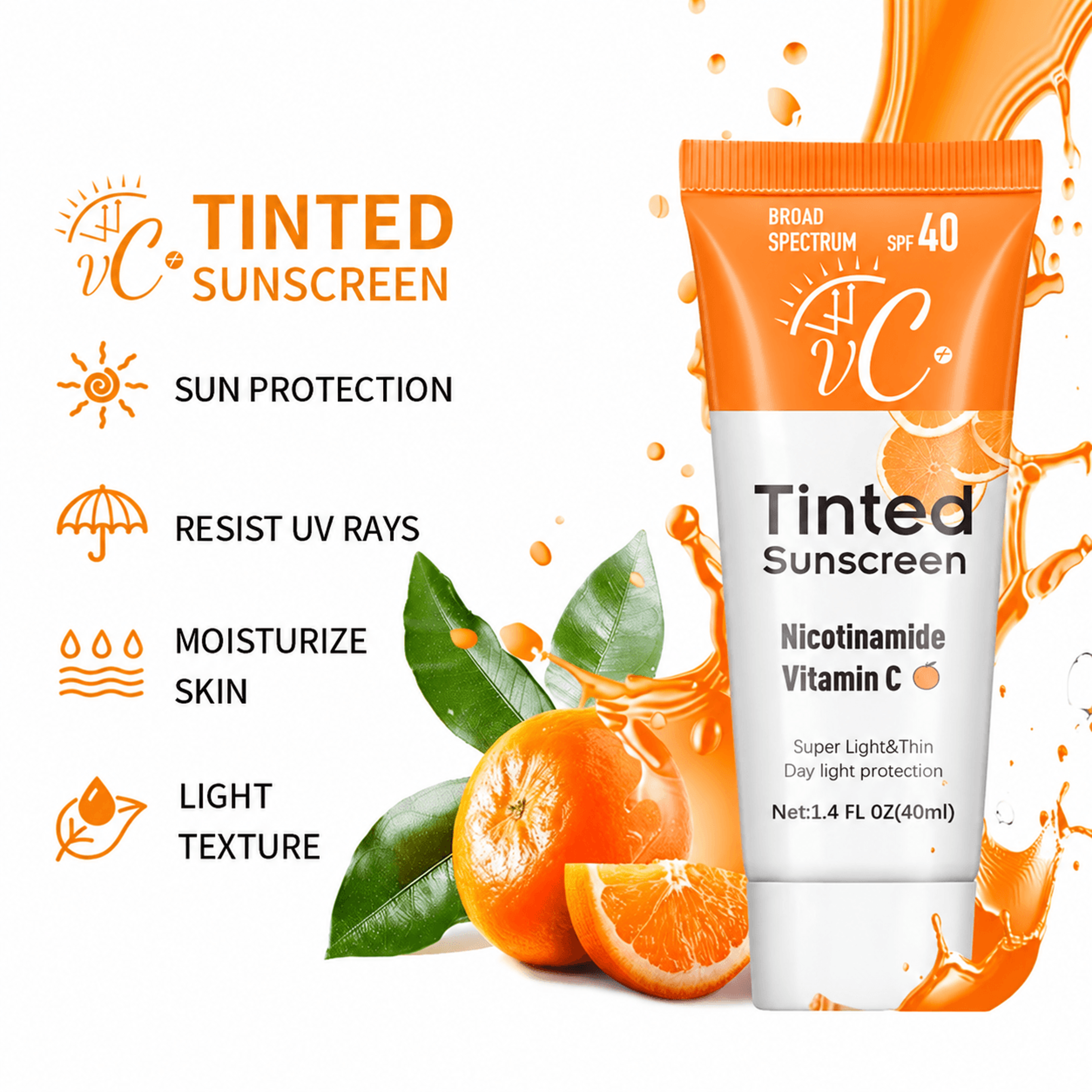 spf40 tinted sunscreen with vitamin c moisturizing face cream