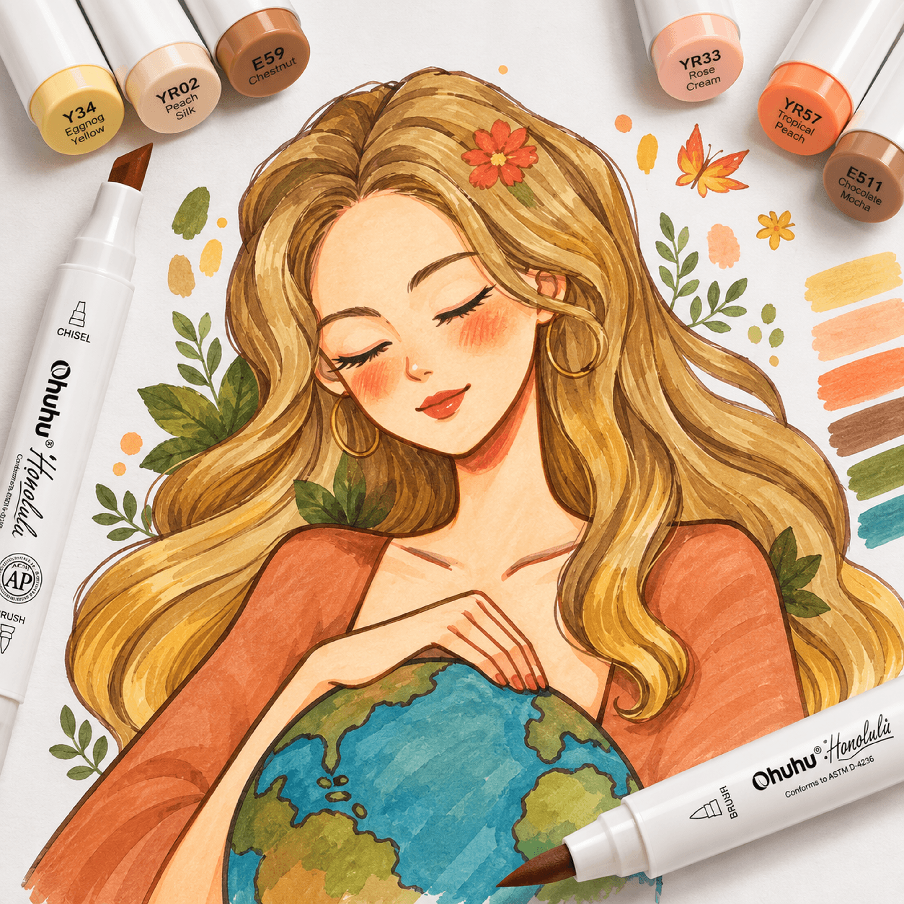 36 color skin tone alcohol markers refillable dual tip portrait art set