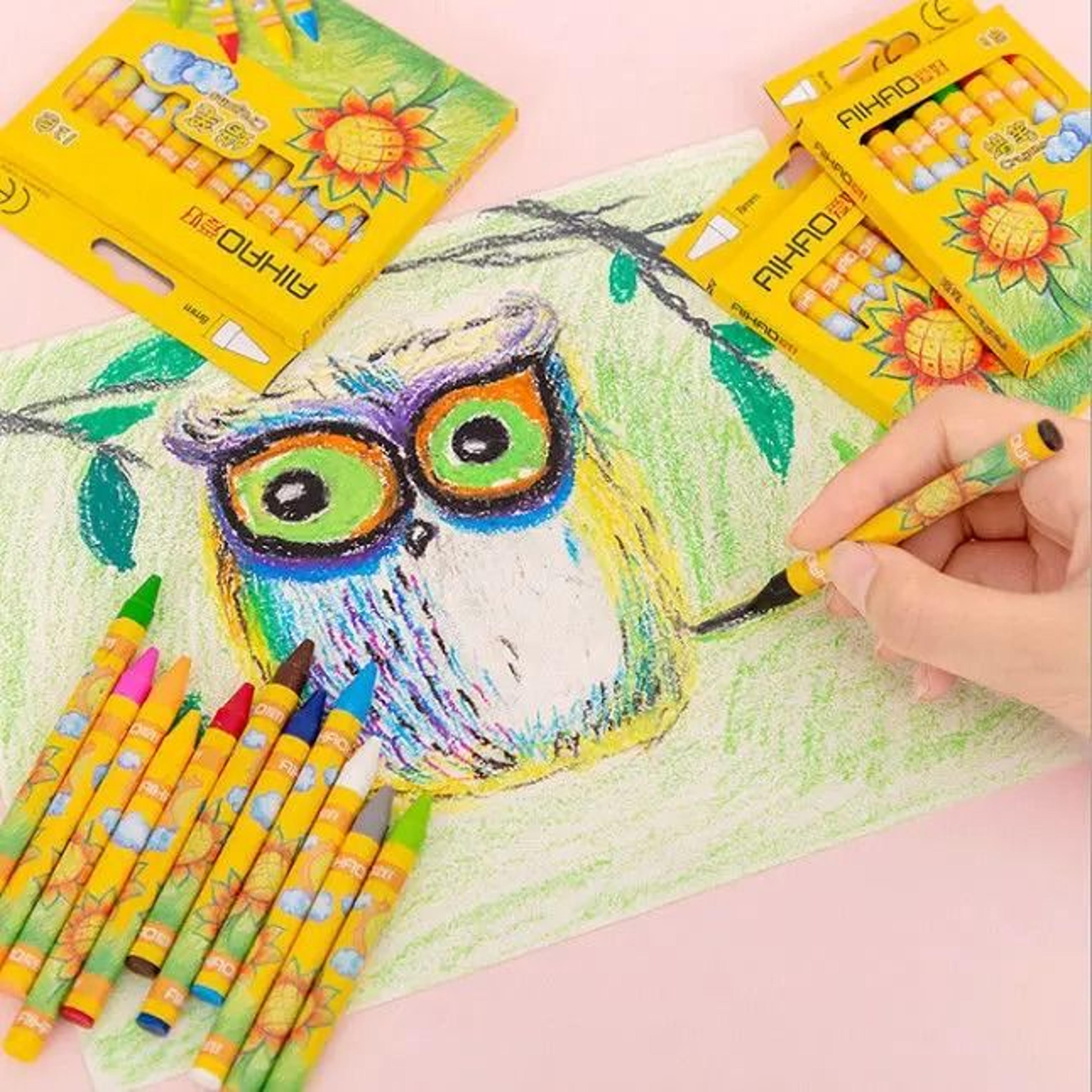 8 or 12 color kids oil pastel crayon set cartoon drawing art supplies