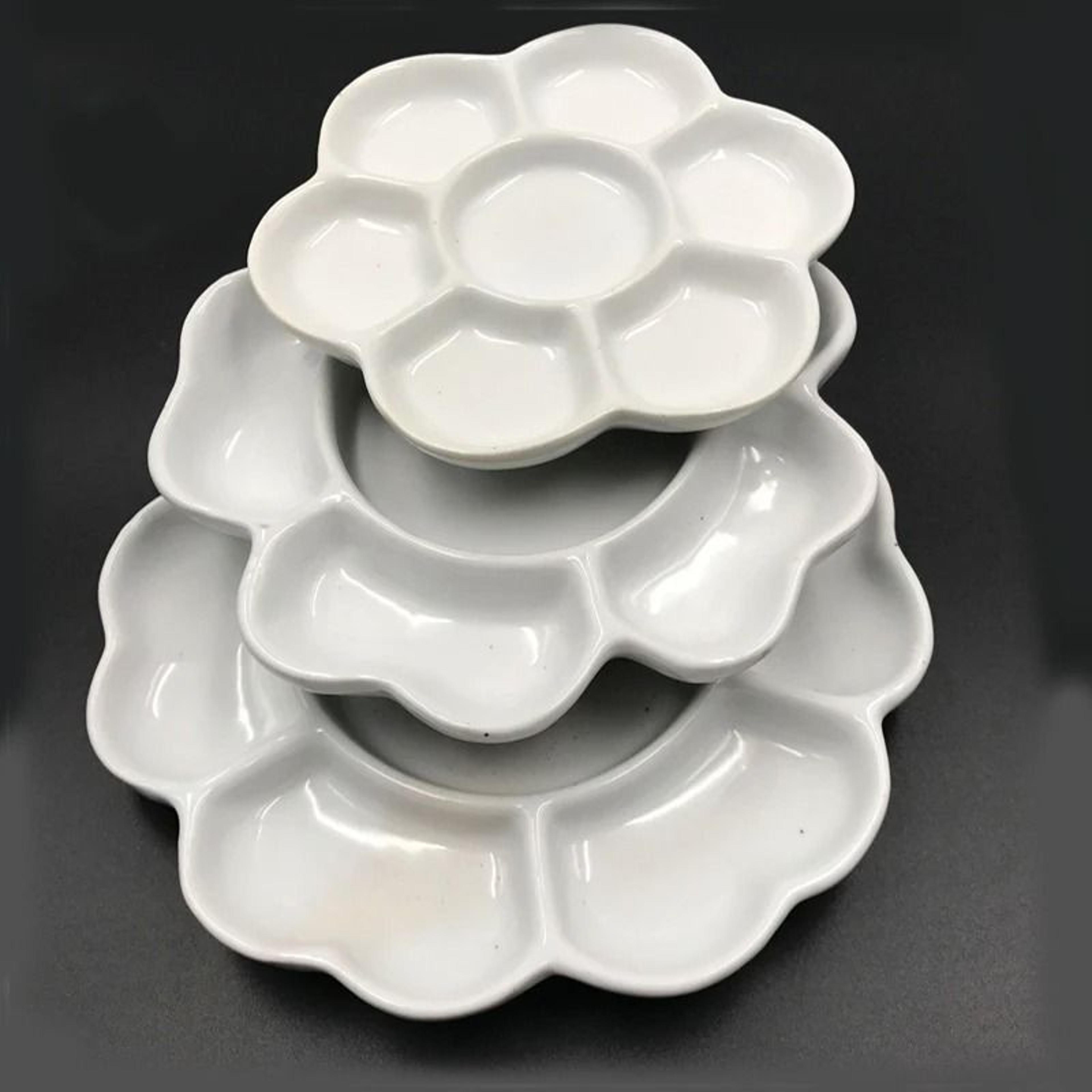 plum blossom ceramic palette porcelain watercolor gouache paint mixing tray