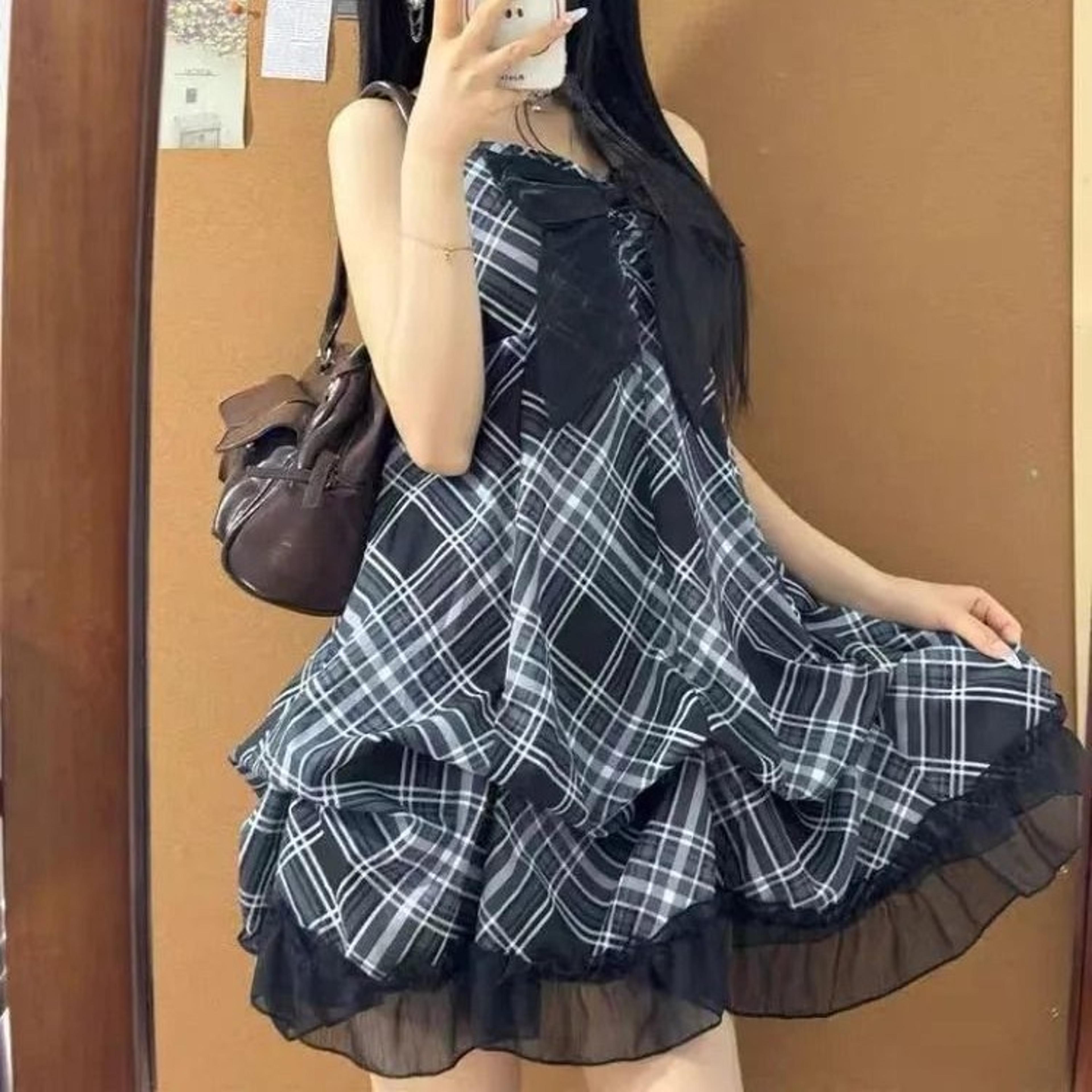 womens black lace cami dress vintage spaghetti strap patchwork mini dress
