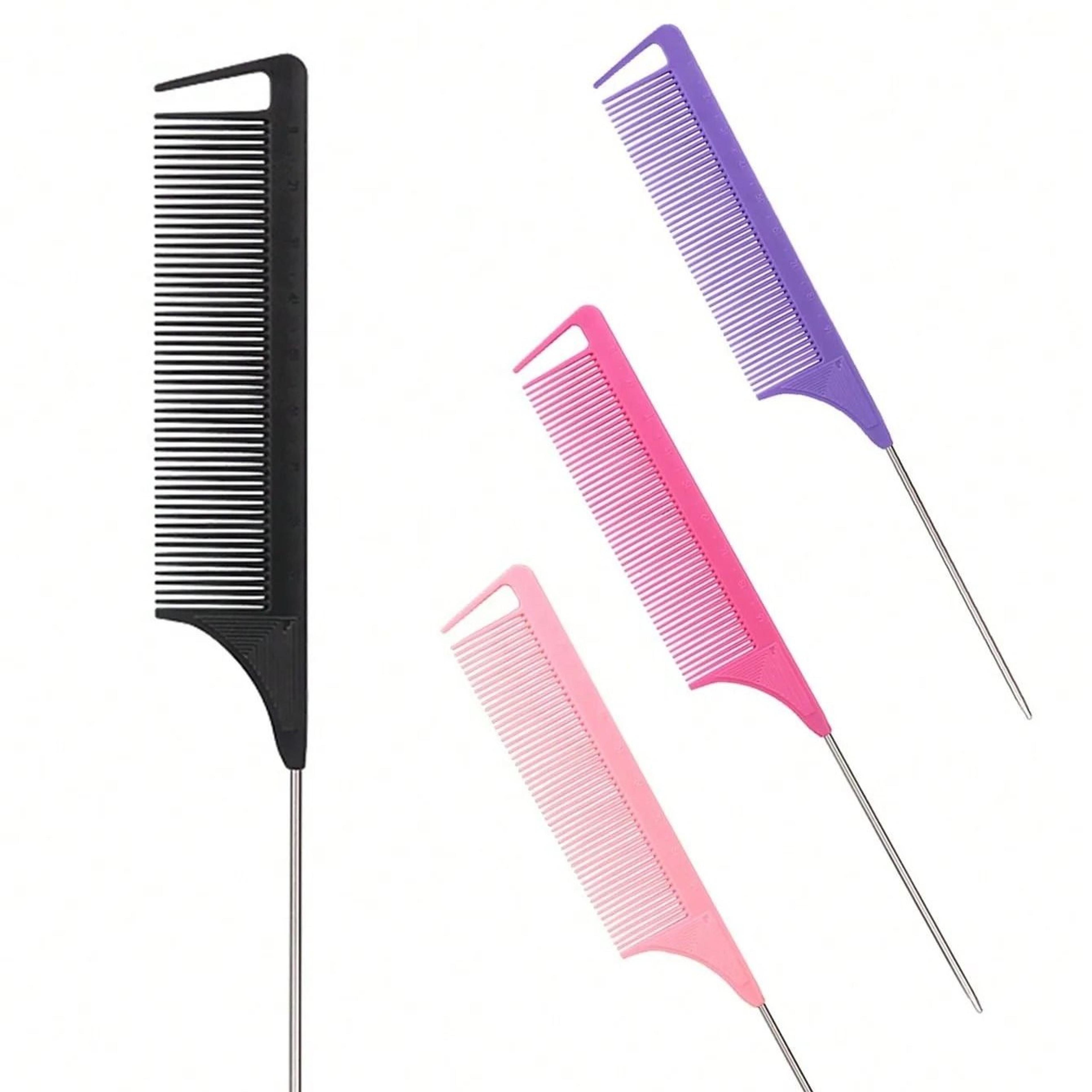 professional stainless steel tail comb pointed salon hair sectioning tool