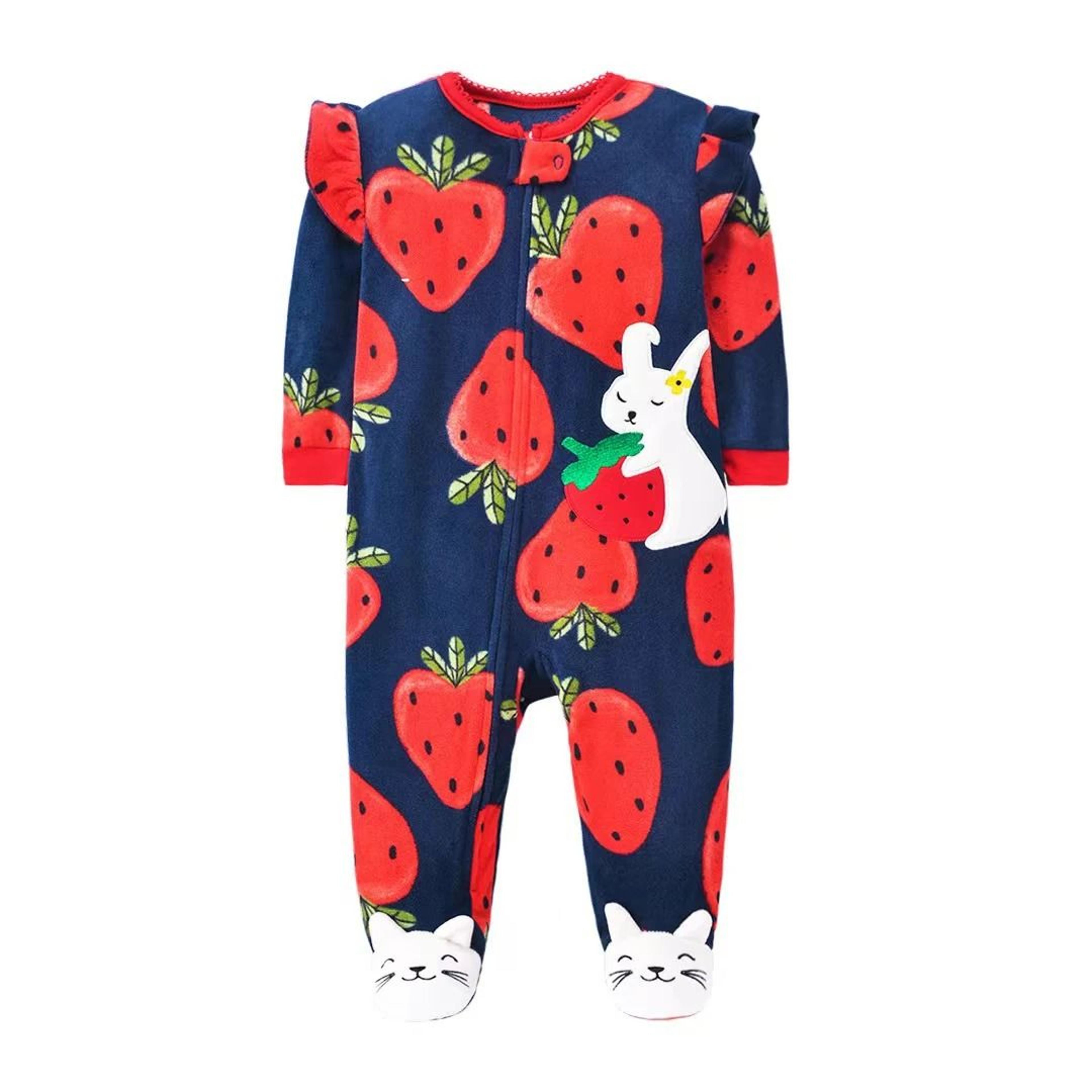 baby girl fleece zipper romper warm animal jumpsuit pajamas 0 to 12 months
